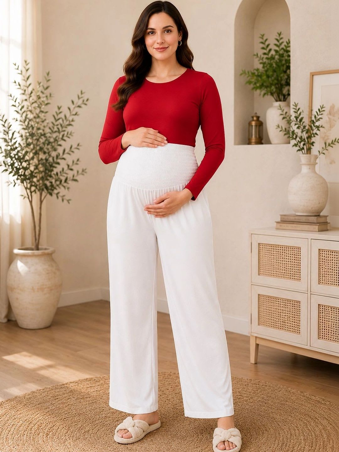 angloindu Women Straight Fit Maternity Trousers - default view