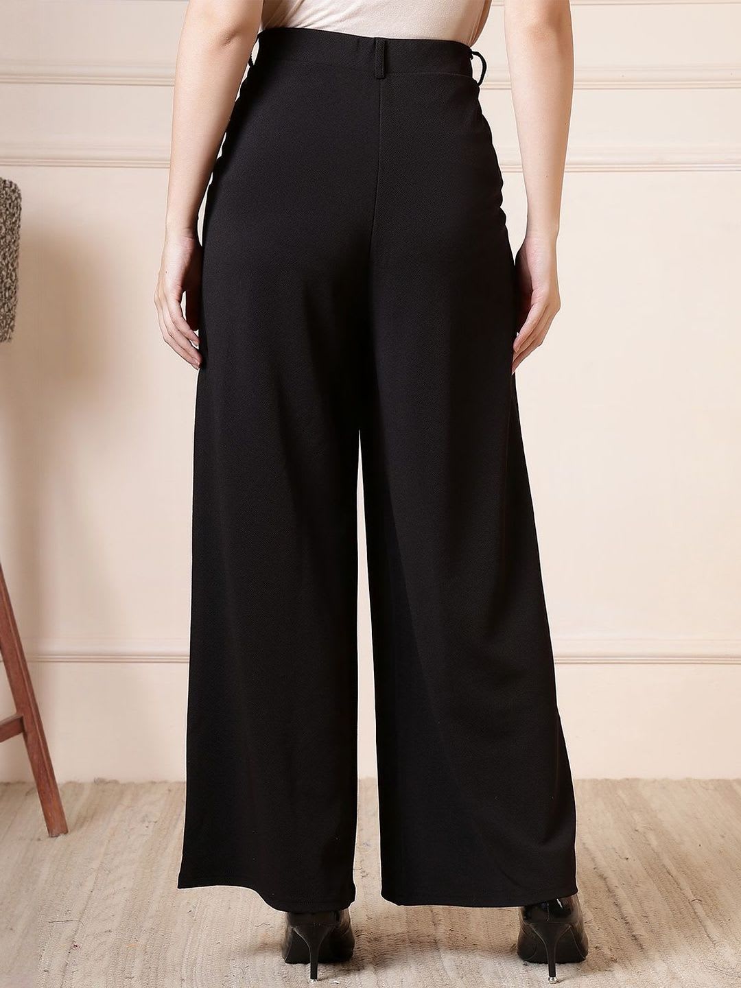 All About You Formals Women High-Rise Wrinkle Free Pleated Trousers - back view