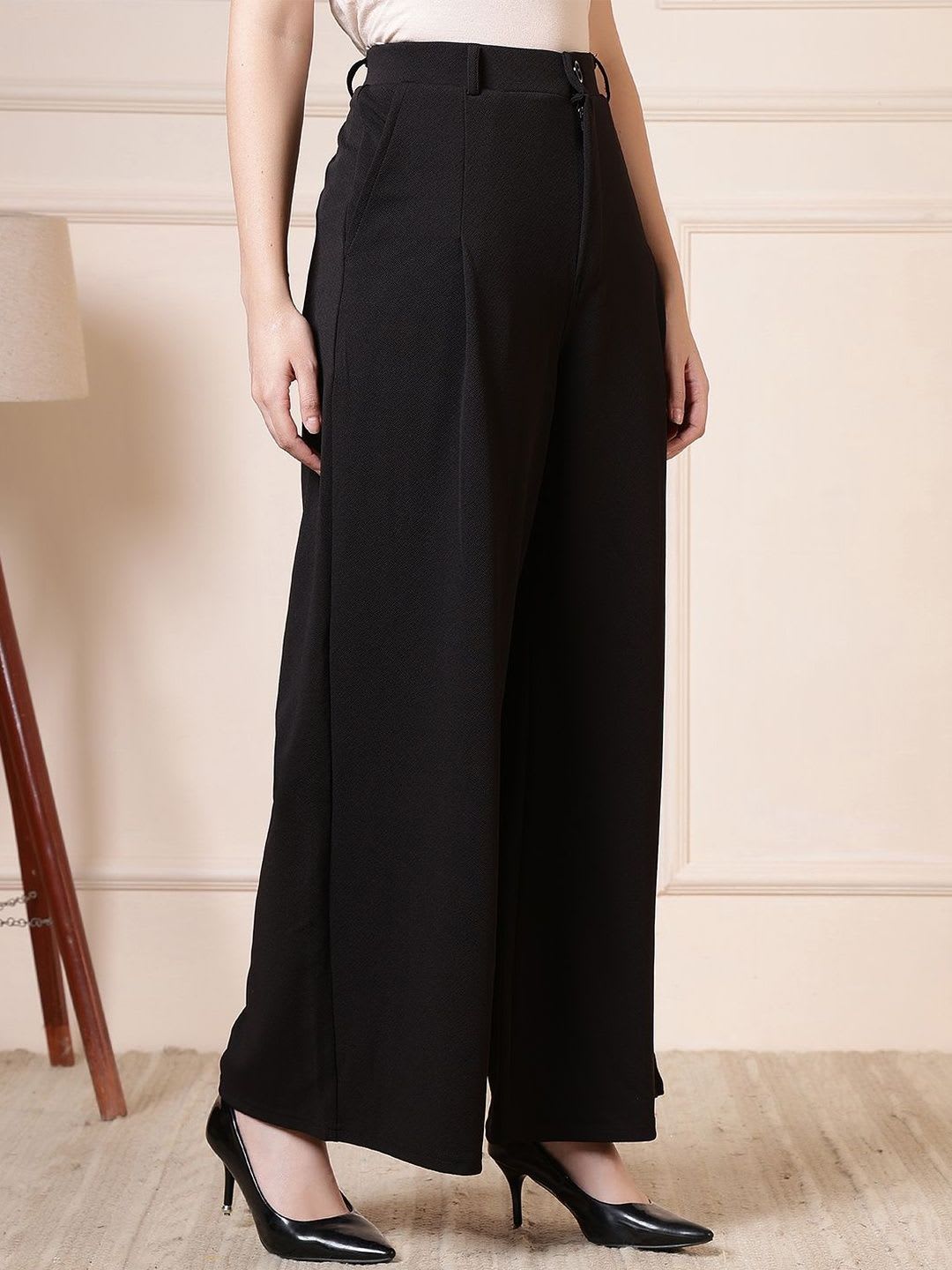 All About You Formals Women High-Rise Wrinkle Free Pleated Trousers - left view