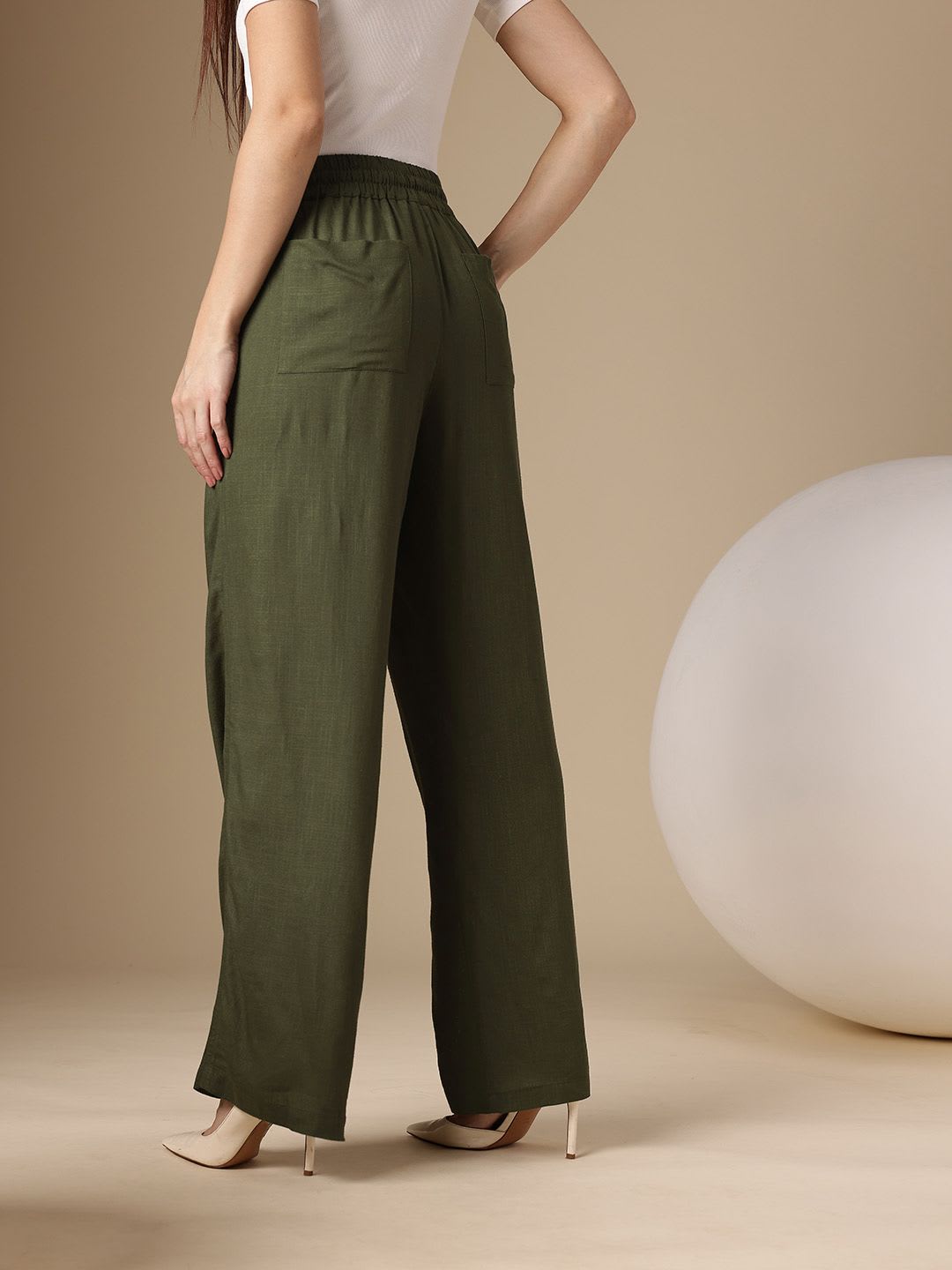 Chemistry Women Cotton-Linen Relaxed Loose Fit Trousers - right view