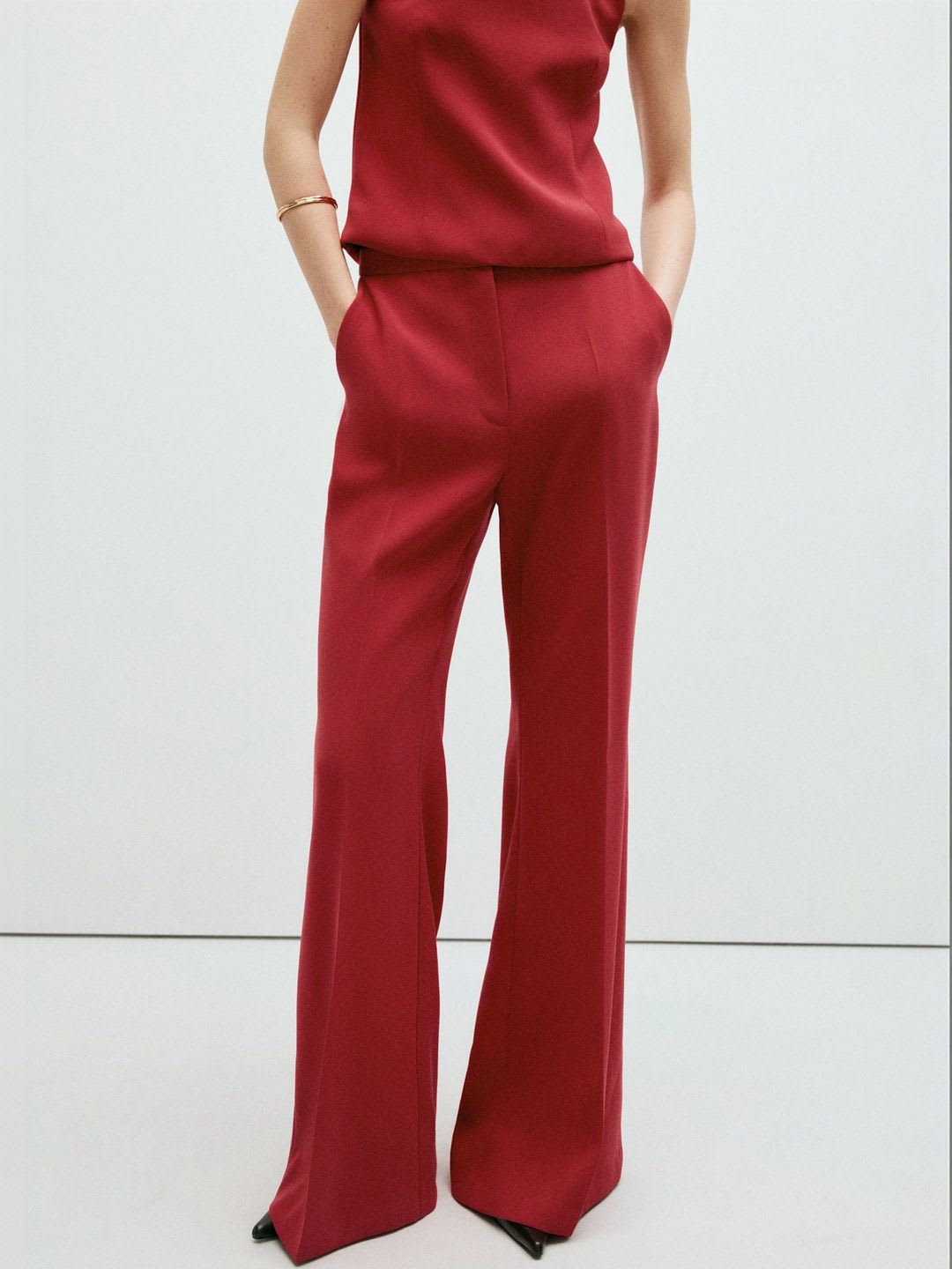 MANGO Women Pleated Regular Fit Trousers - default view