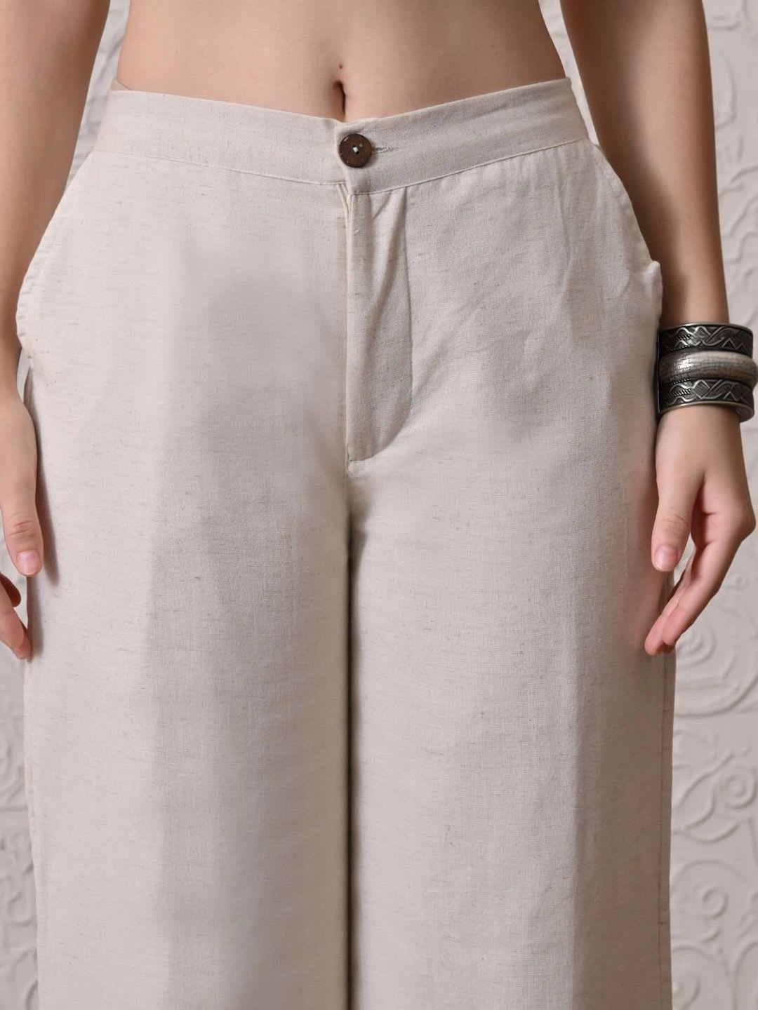 SANGAKURTI Women Solid High-Rise Regular Fit Trousers - right view