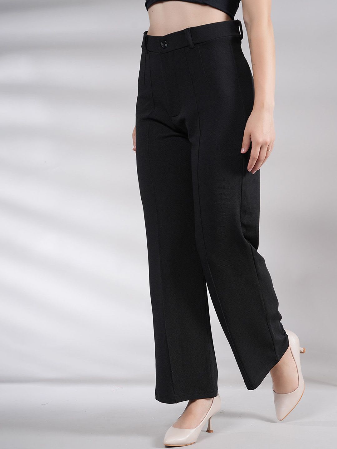 BAESD Women Straight Fit High-Rise Formal Trouser - back view
