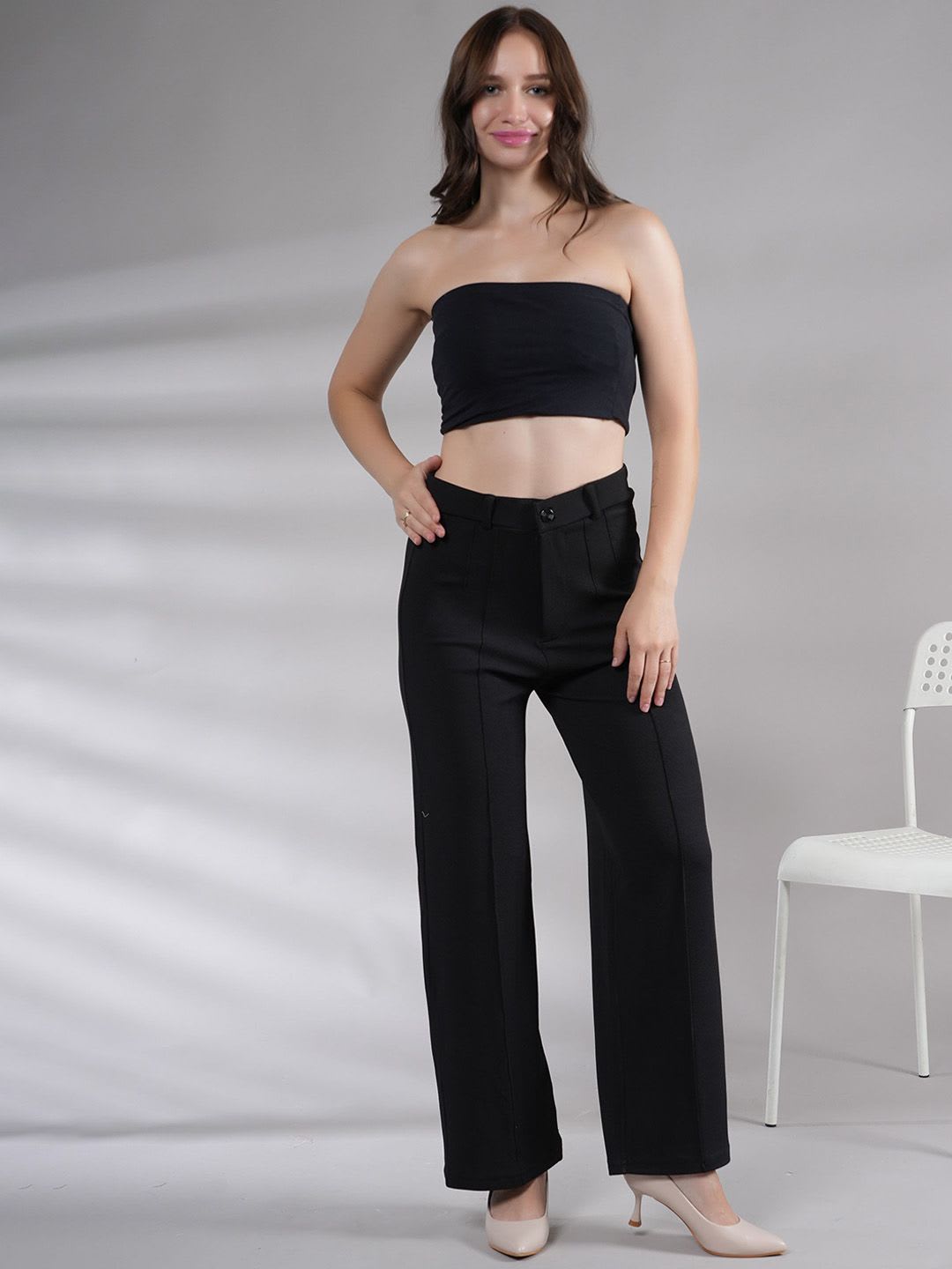 BAESD Women Straight Fit High-Rise Formal Trouser - left view