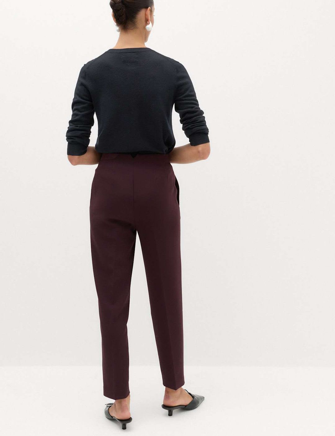 Marks & Spencer Solid Brown Women Regular Fit Grazer Trousers - right view