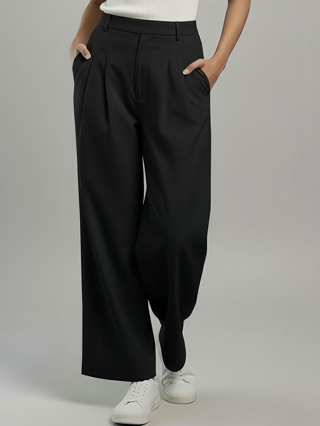 Moda Rapido Women Comfort High-Rise Pleated Trousers - default view