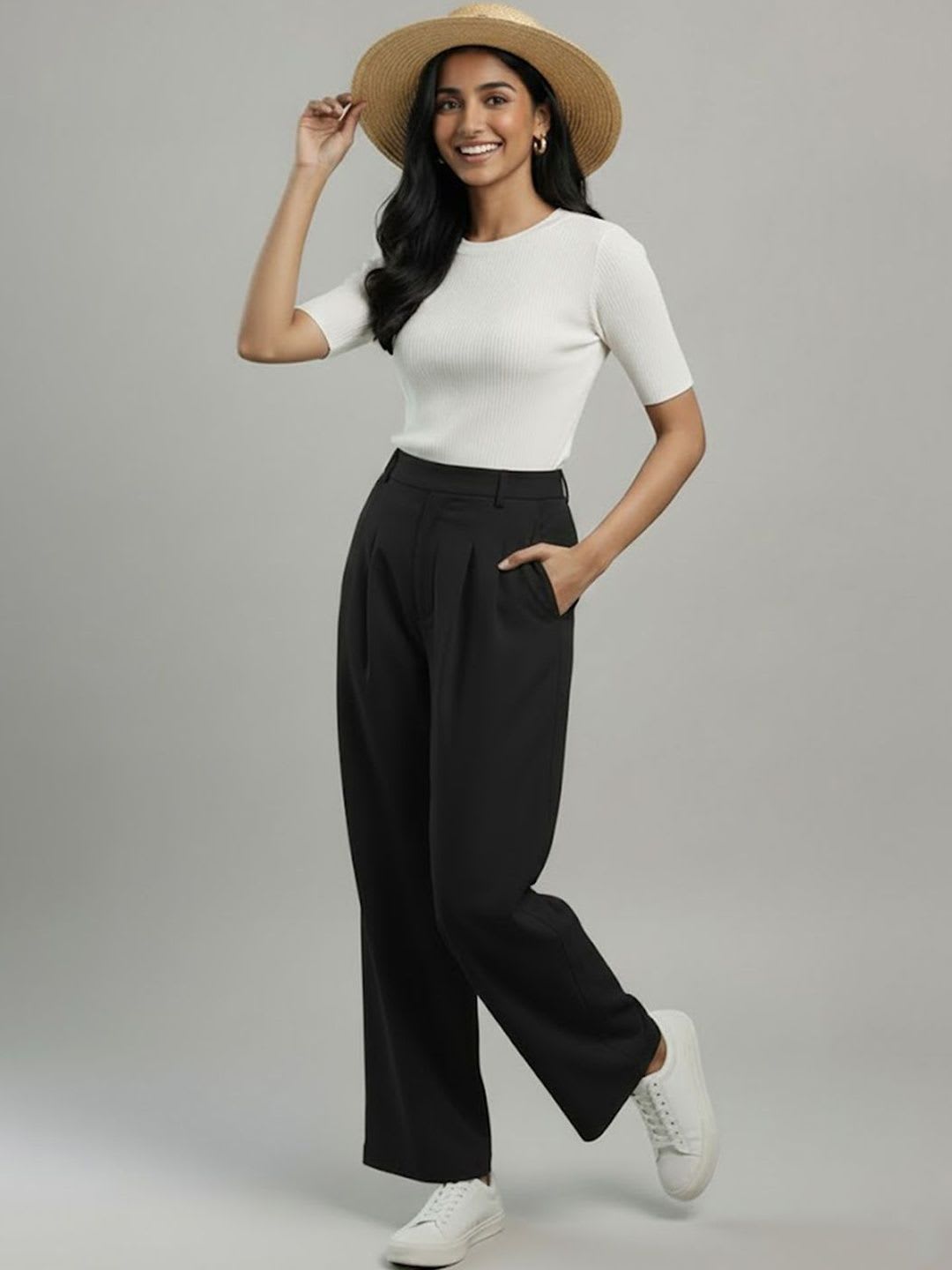 Moda Rapido Women Comfort High-Rise Pleated Trousers - right view