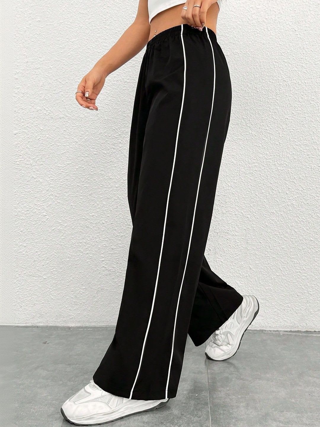 Zimist Women Striped Relaxed Wrinkle Free Trousers - default view