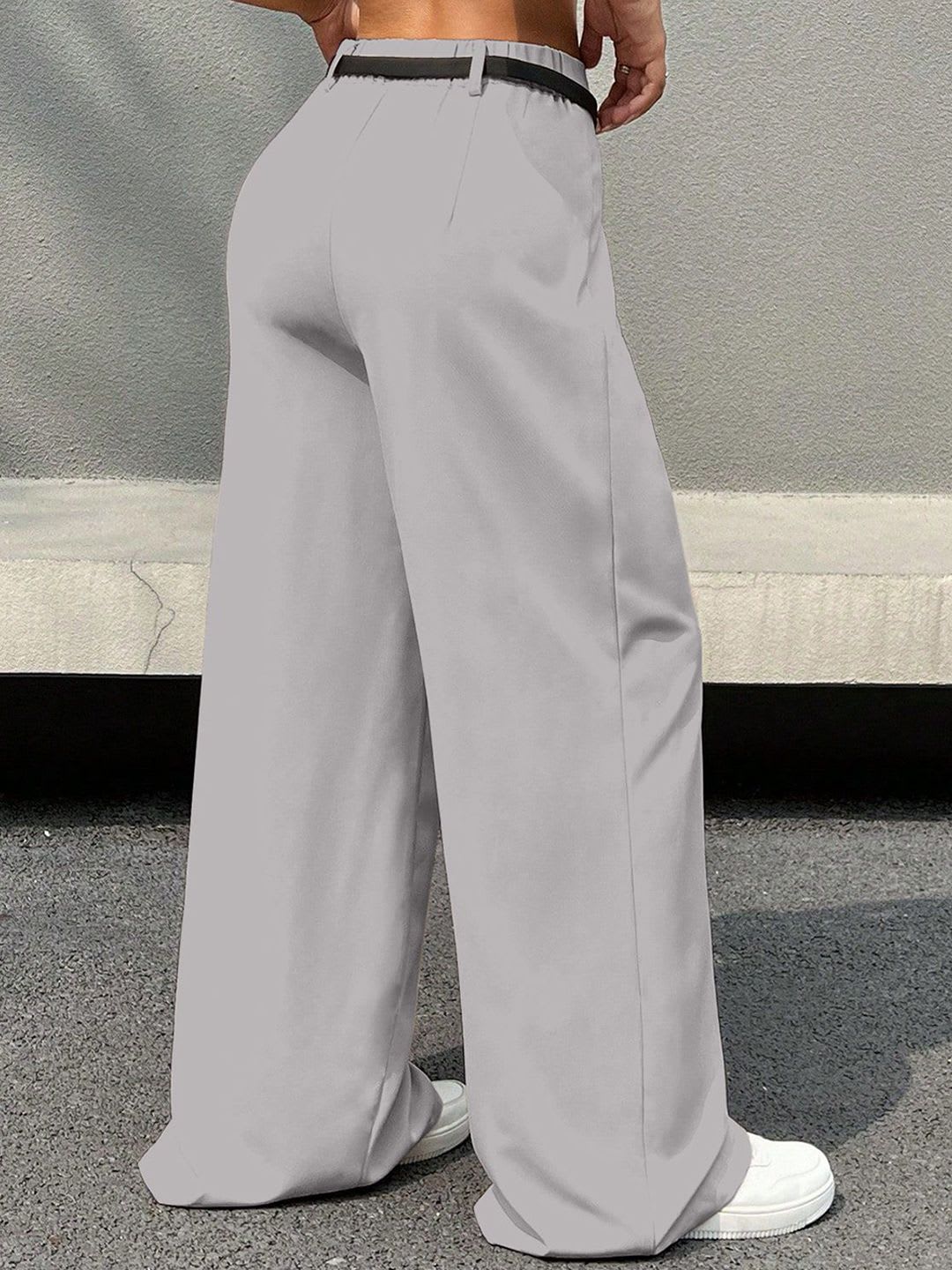 AAHWAN Women Relaxed Loose Fit High-Rise Pleated Korean Pants - right view