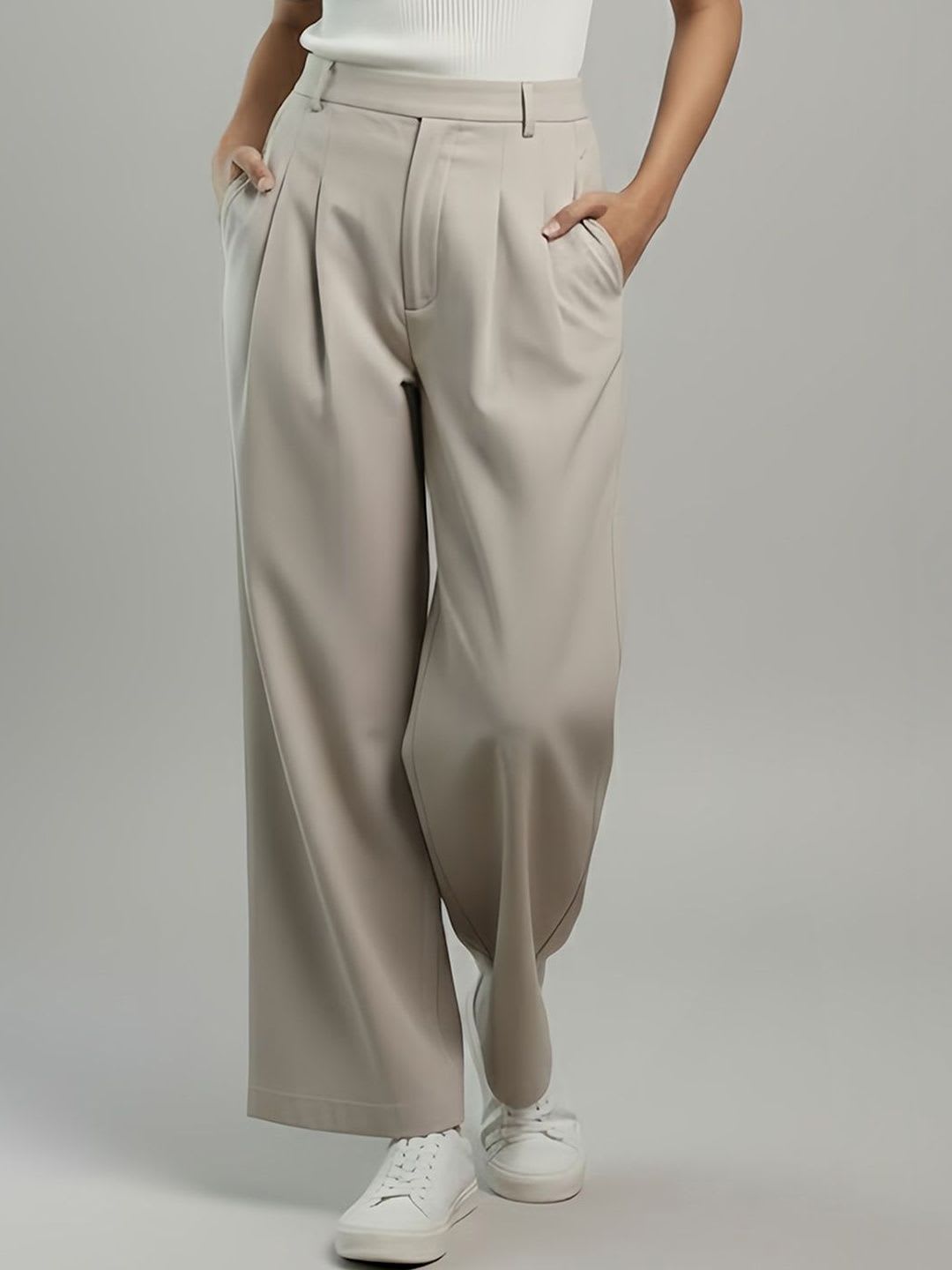 Moda Rapido Women Comfort High-Rise Pleated Trousers - default view
