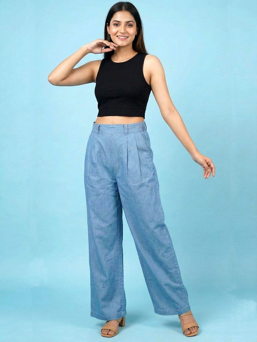 ADDYVERO Women Straight Fit High-Rise Trousers - left view