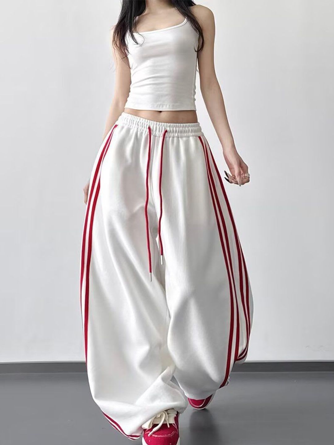 StyleCast x Revolte Women Striped Loose Fit Wide Leg Chinos - default view