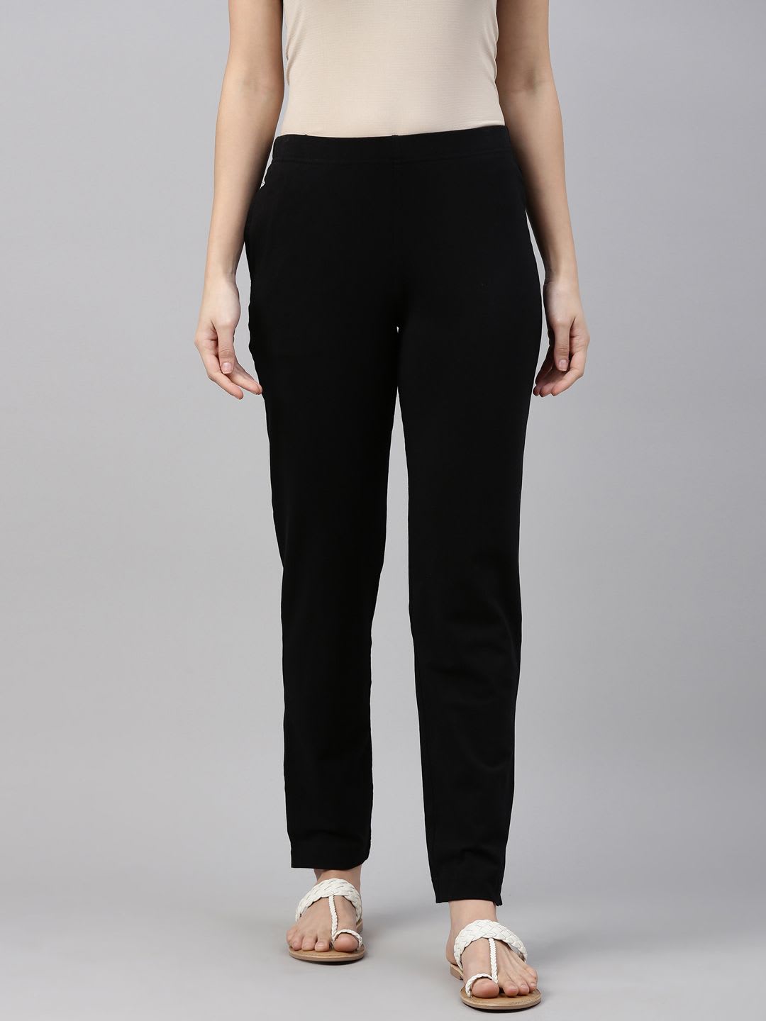 Go Colors Women Black Regular Fit Solid Regular Trousers - default view