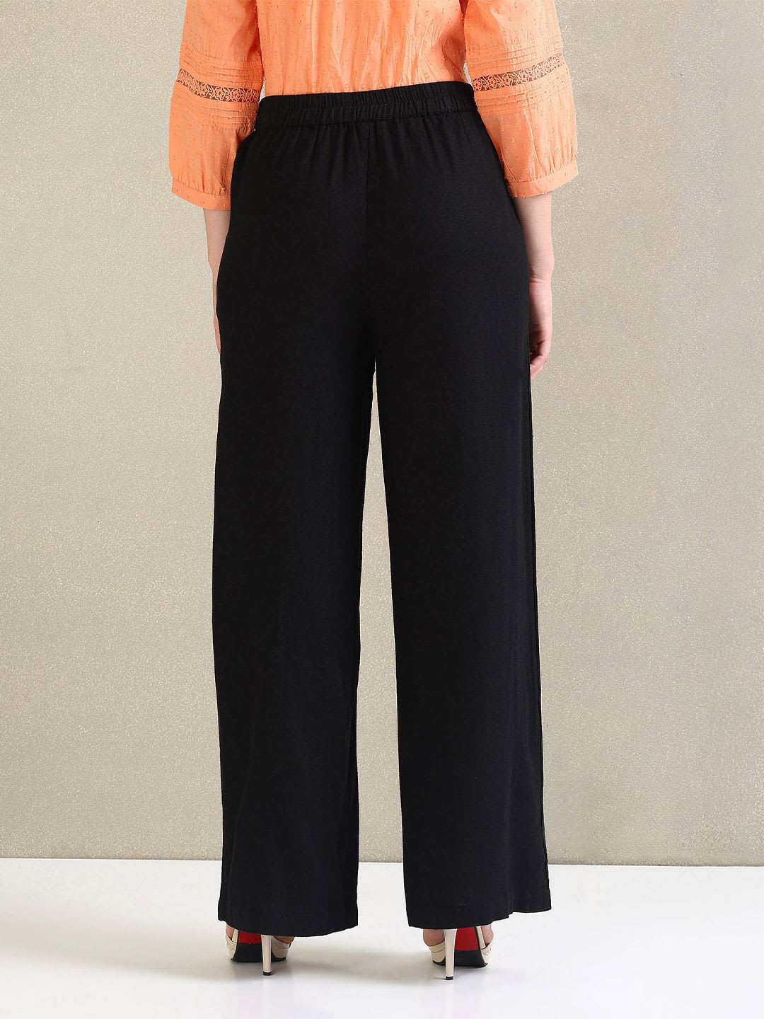 U.S. Polo Assn. Women Loose Fit Mid-Rise Plain Wide Leg Trousers - right view