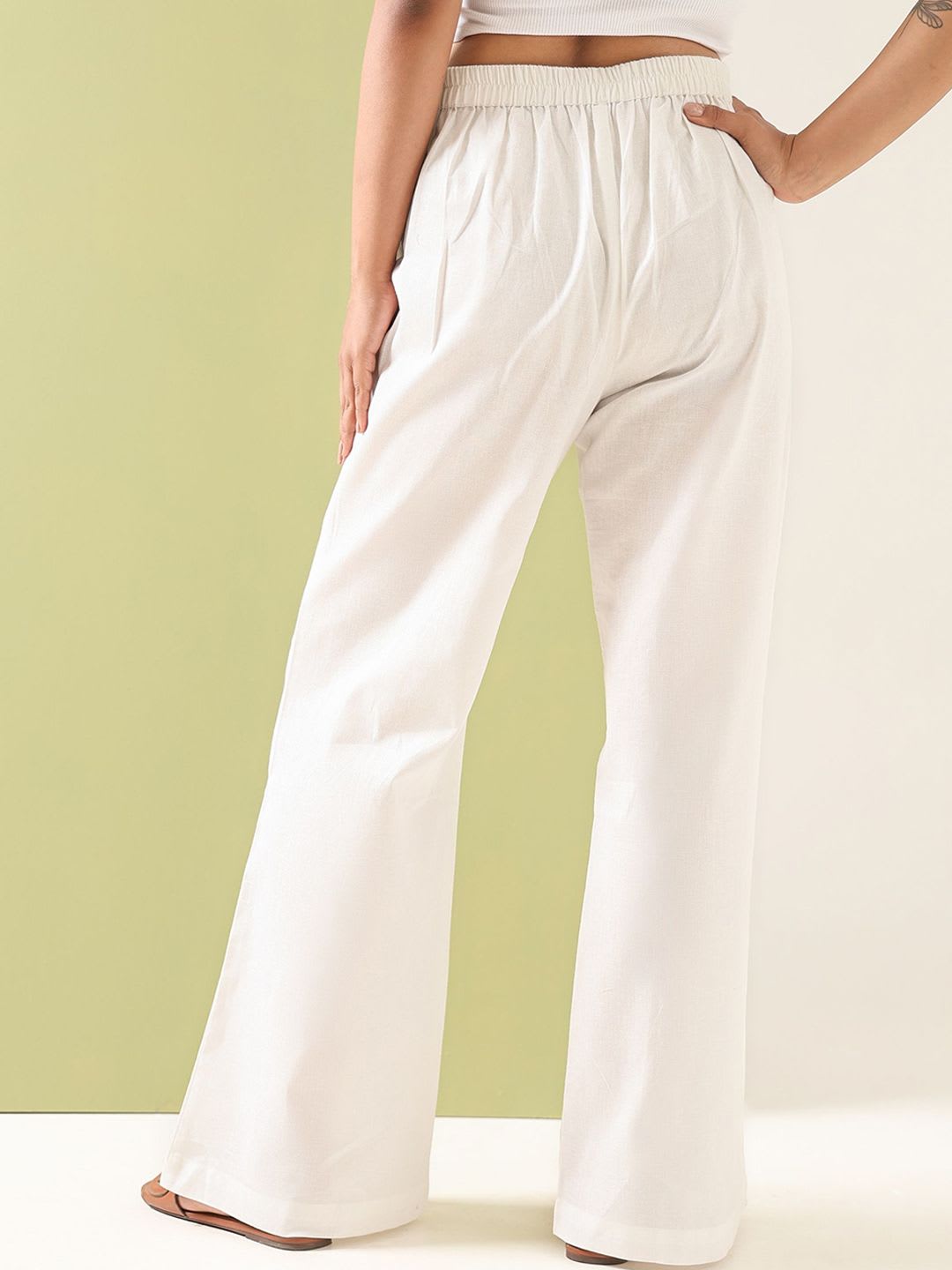 SUGNAA Women Wide-Leg Flared High-Rise Trousers - back view