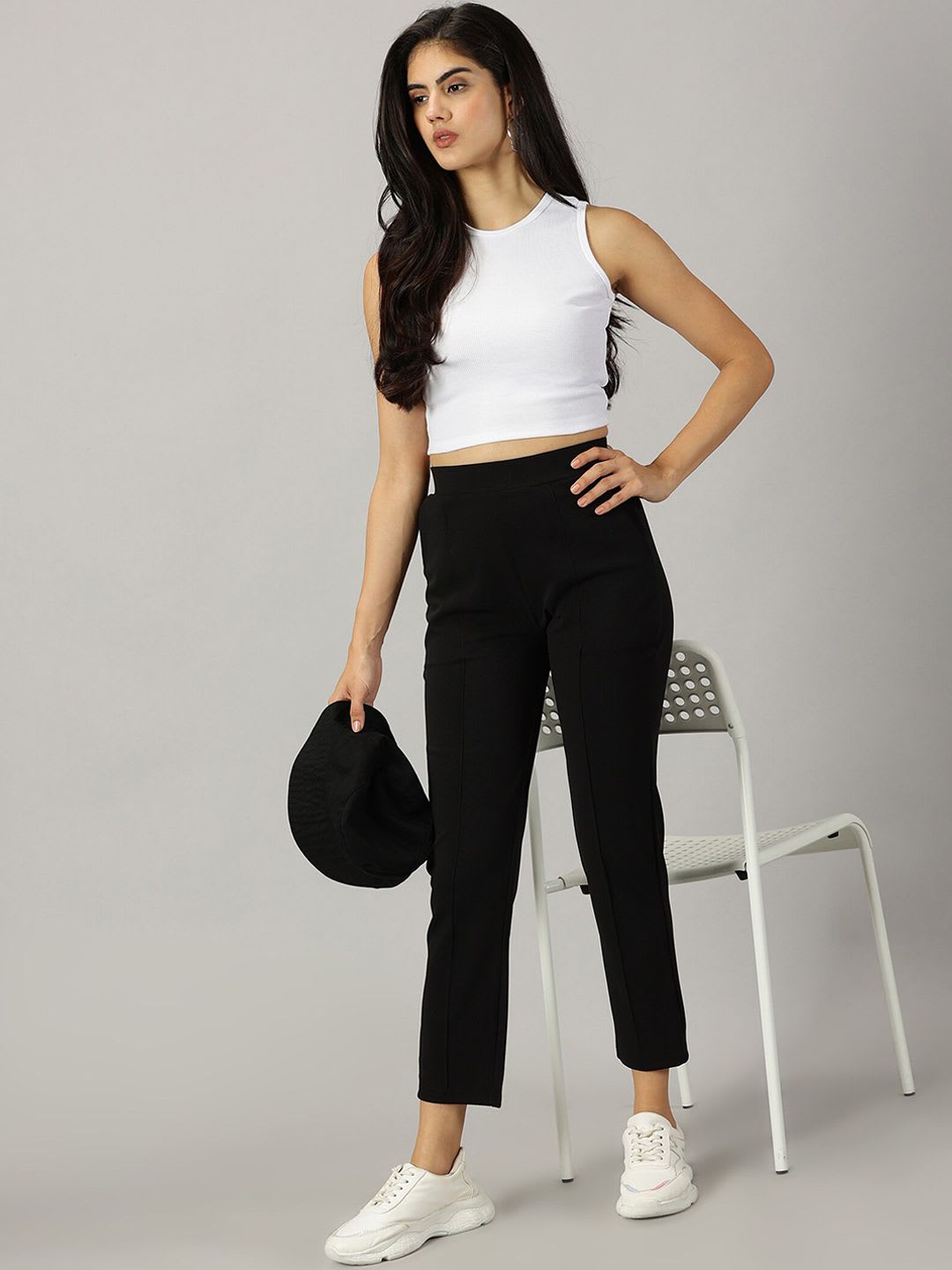 AUSK Women Relaxed Skinny Fit High-Rise Cropped Trouser - right view
