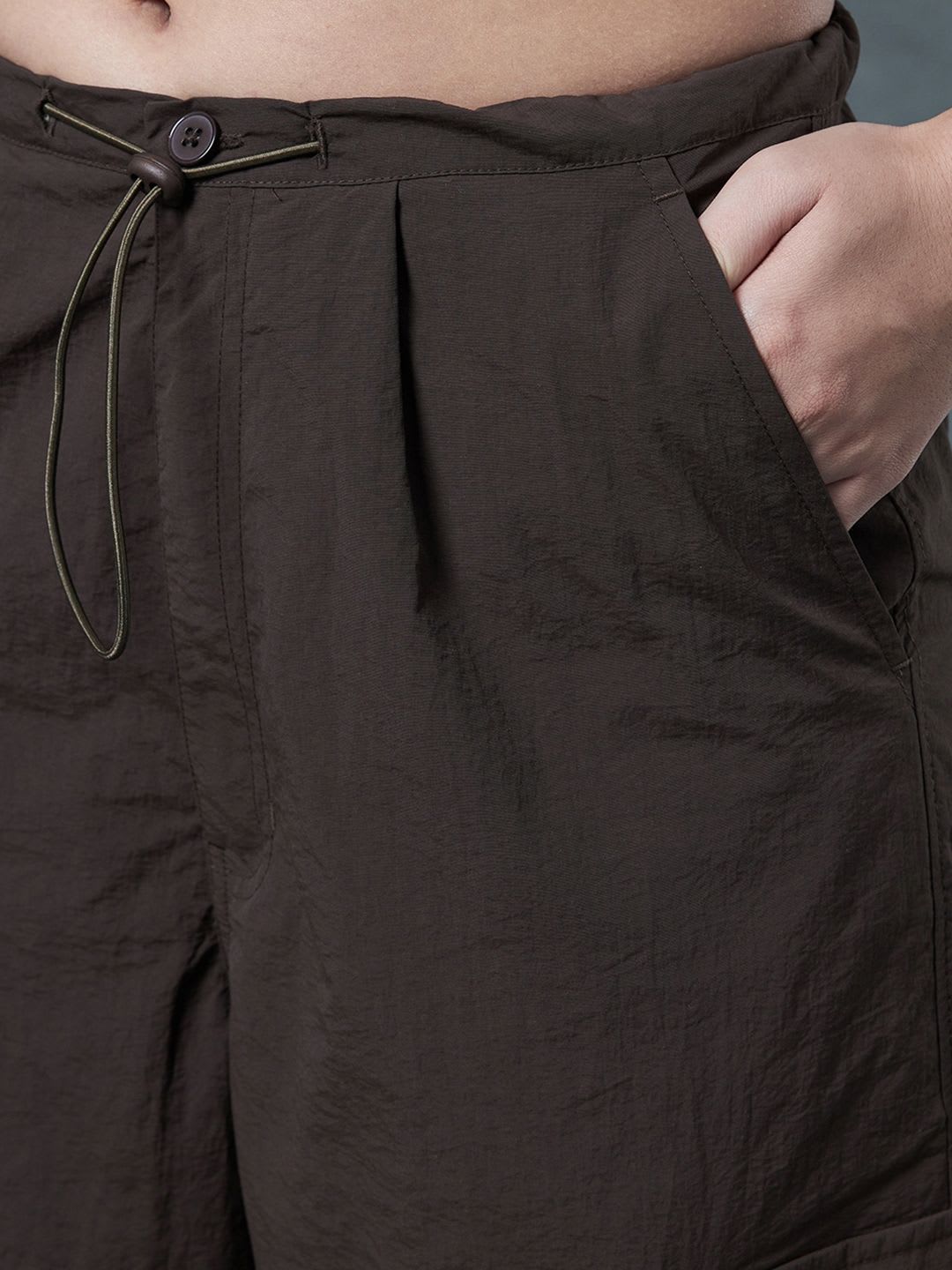 Bewakoof Women Loose Fit High-Rise Baggy Oversized Parachute Cargos Trousers - left view