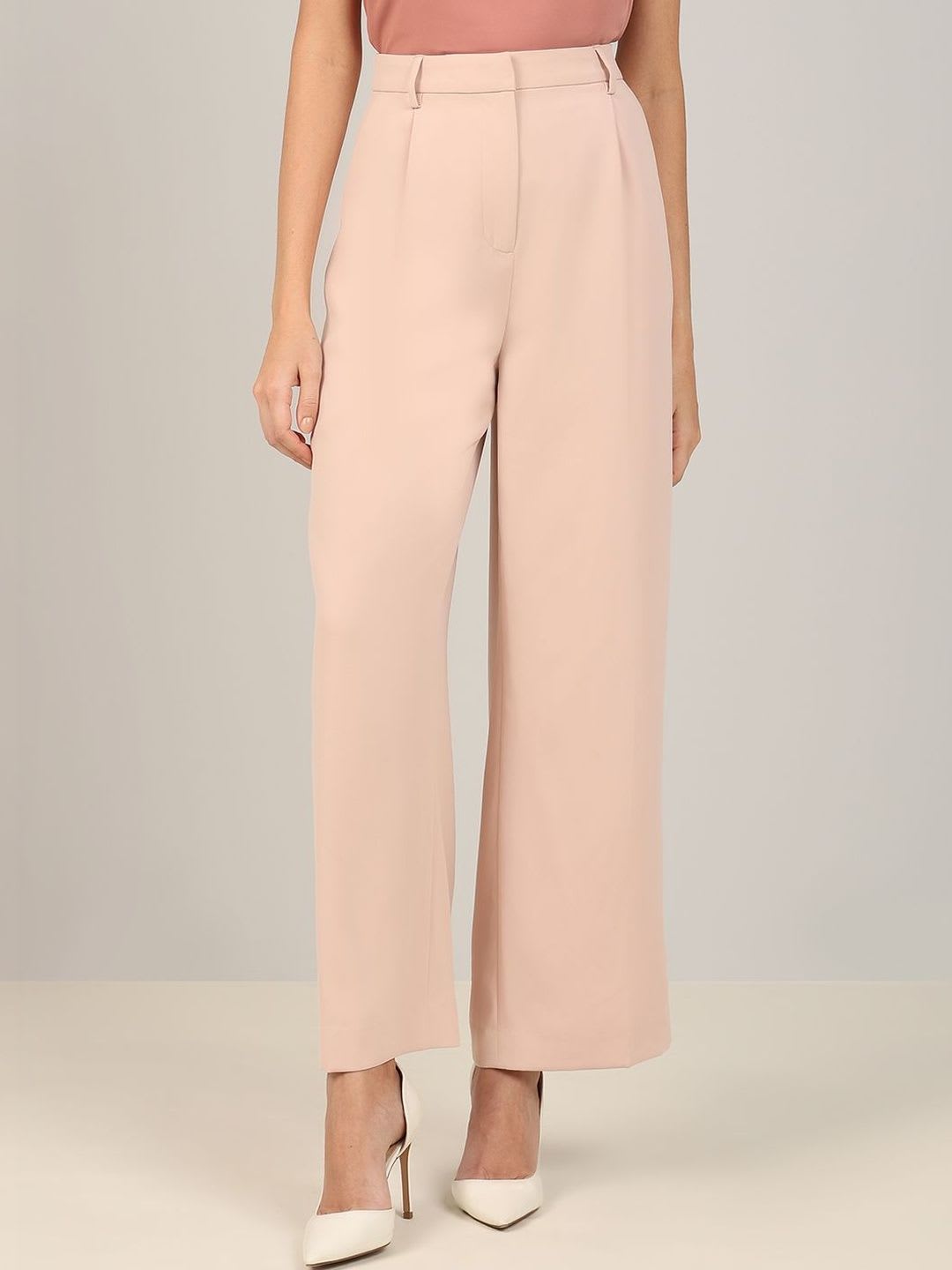 Vero Moda Women Straight Fit High-Rise Pleated Trousers - default view