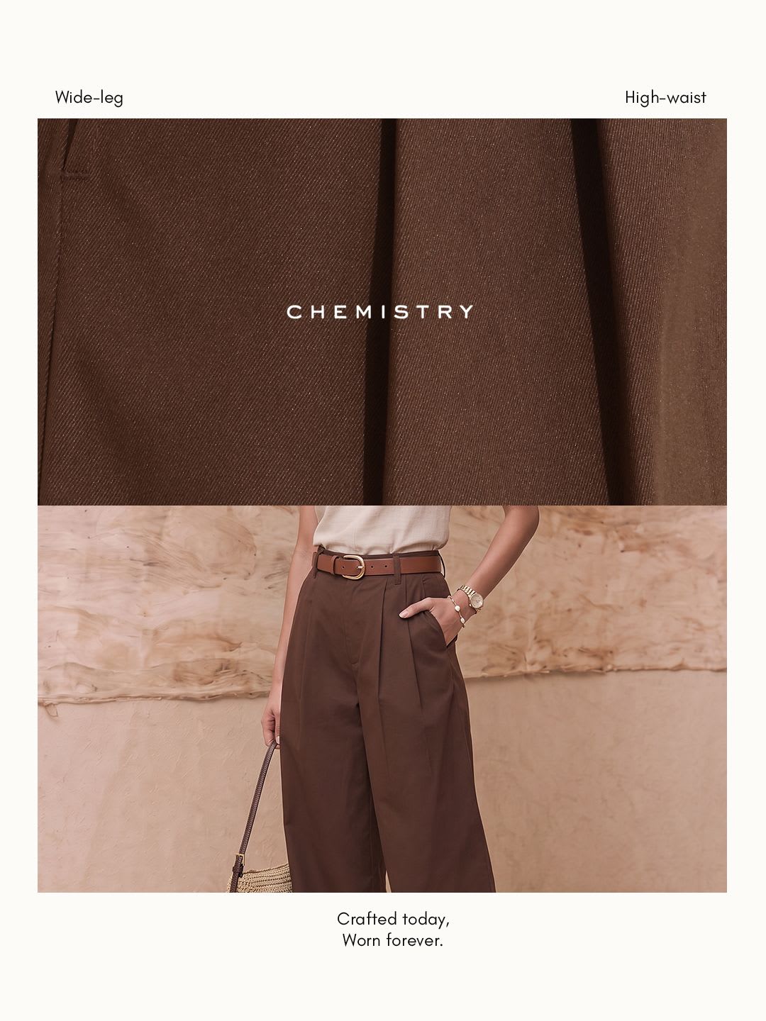 Chemistry Women Relaxed Straight Leg Pleated Trousers - back view