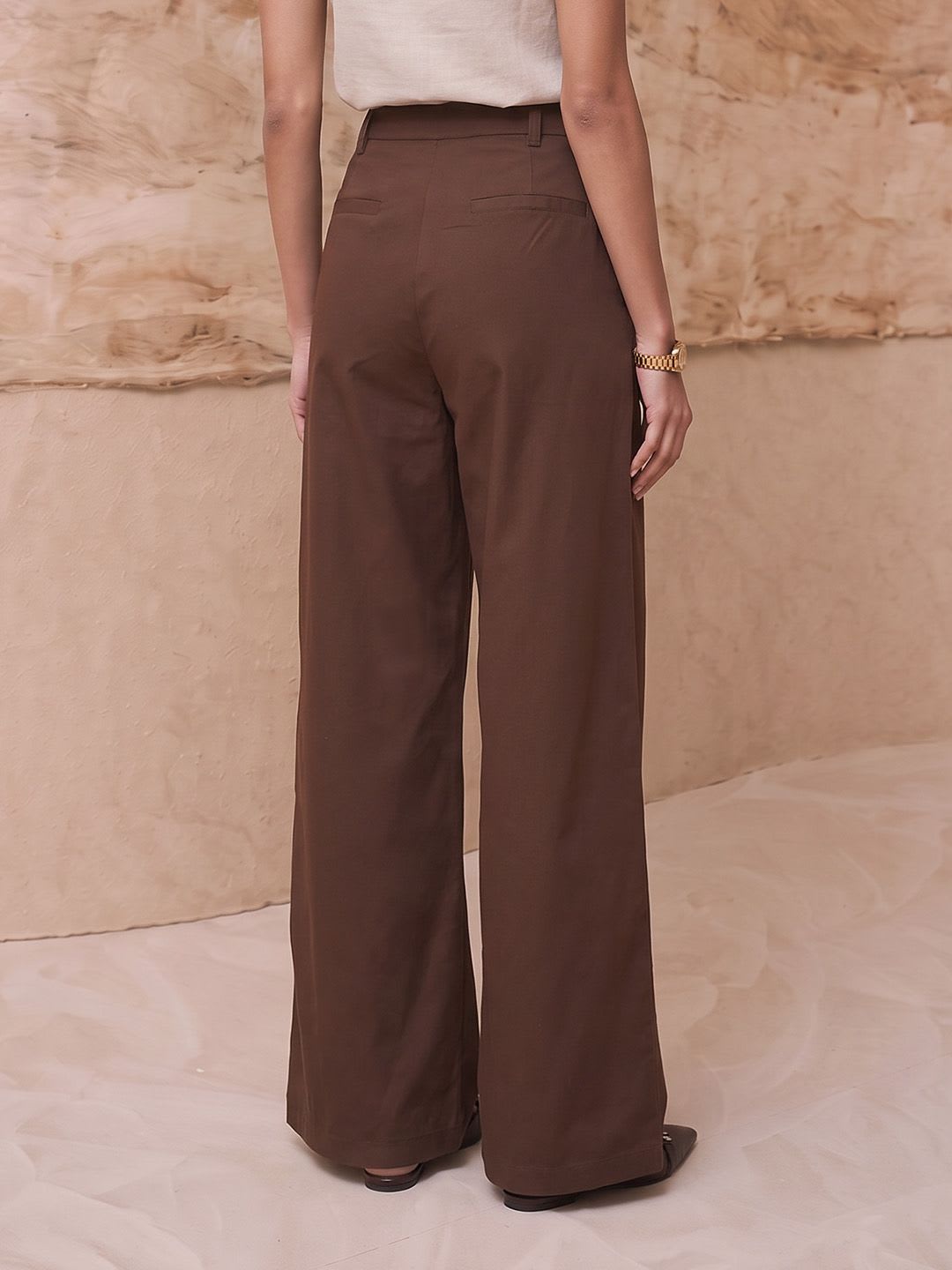 Chemistry Women Relaxed Straight Leg Pleated Trousers - left view