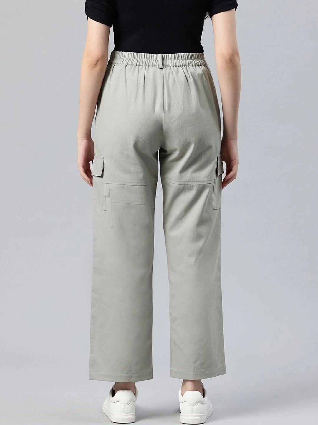 HERE&NOW Women Smart High-Rise Easy Wash Cargos Trousers - back view