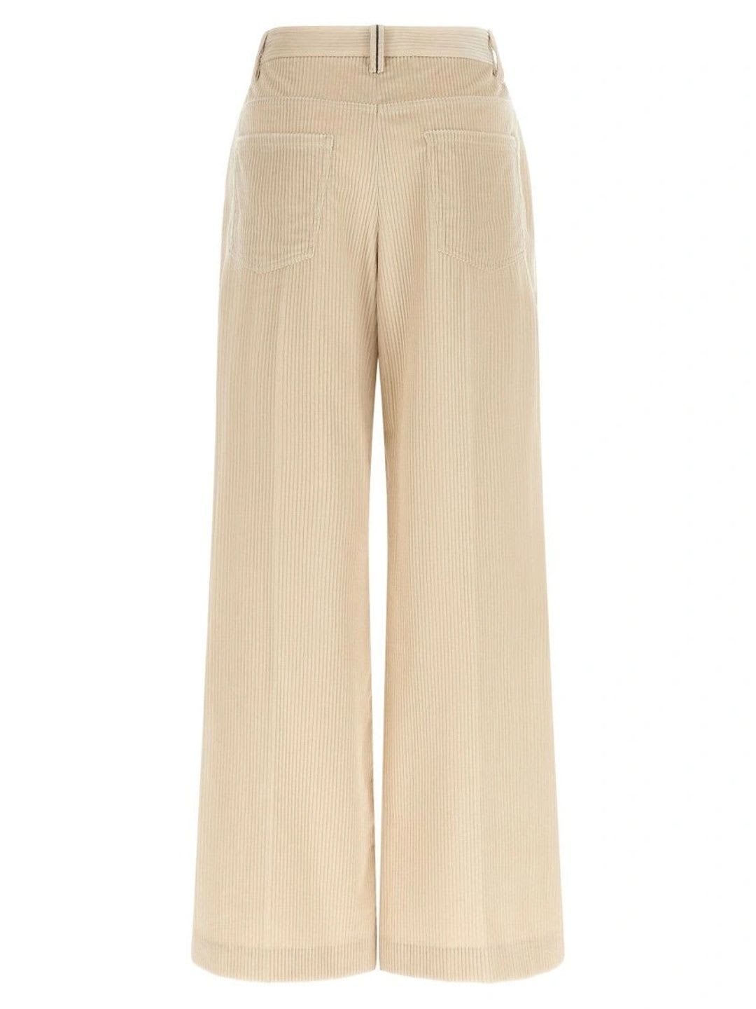Brunello Cucinelli Beige Loose Flat Front Pants - default view