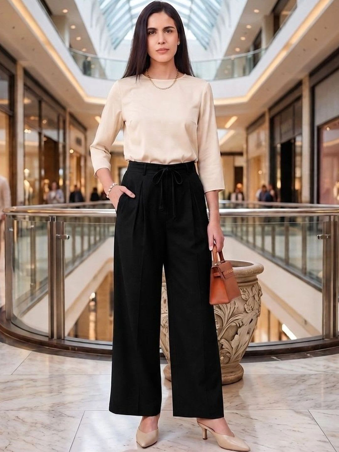 Bhappy Co. Women Relaxed Pleated Trousers - right view