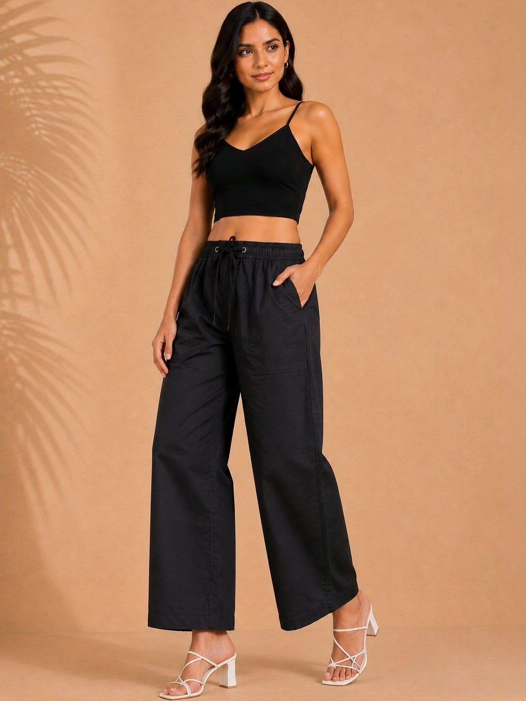 Nyaro Women Relaxed Straight Leg Straight Fit High-Rise Culottes Trousers - right view