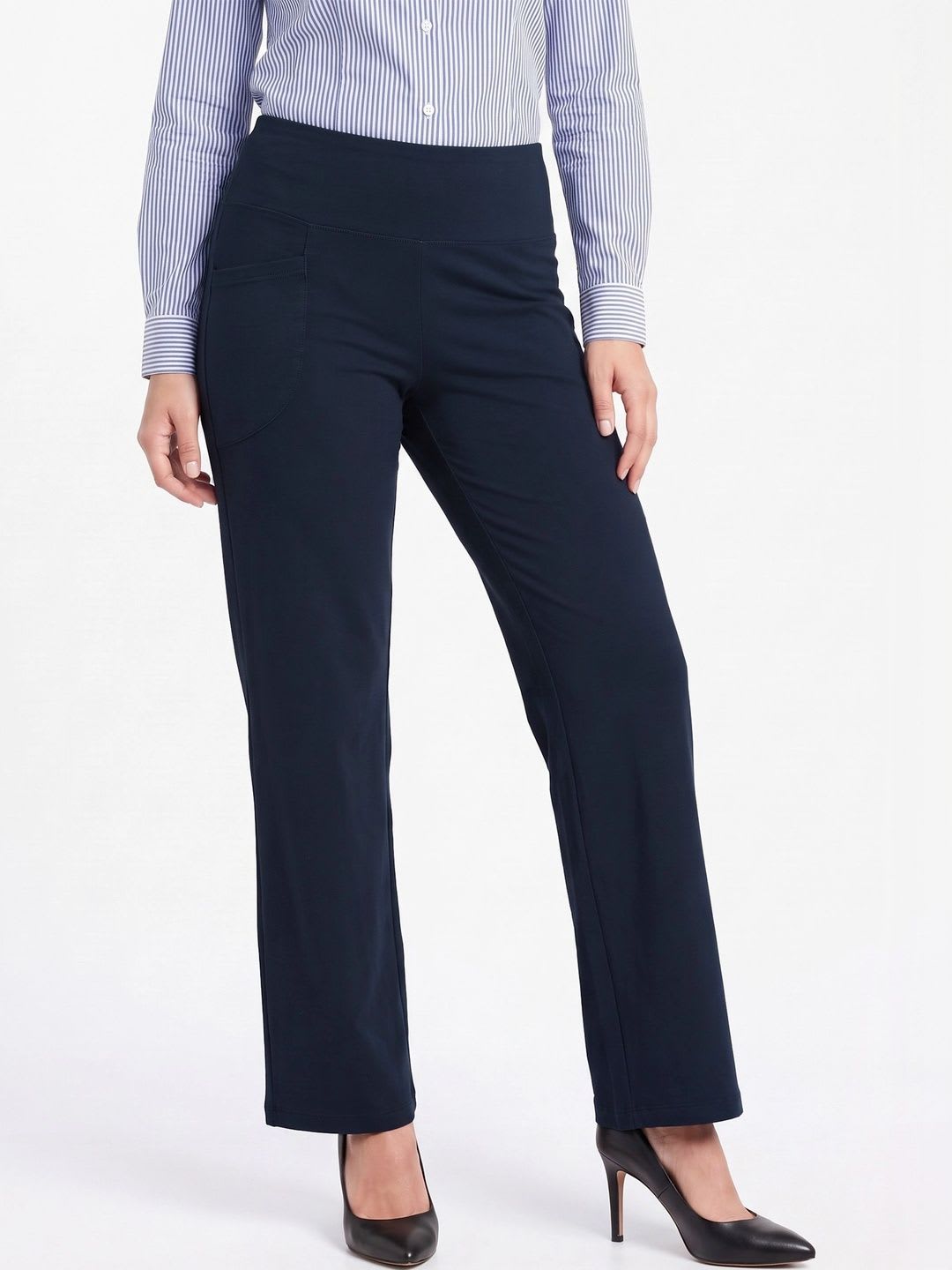 Chemistry Women Relaxed Straight Leg Straight Fit High-Rise Easy Wash Trousers - default view