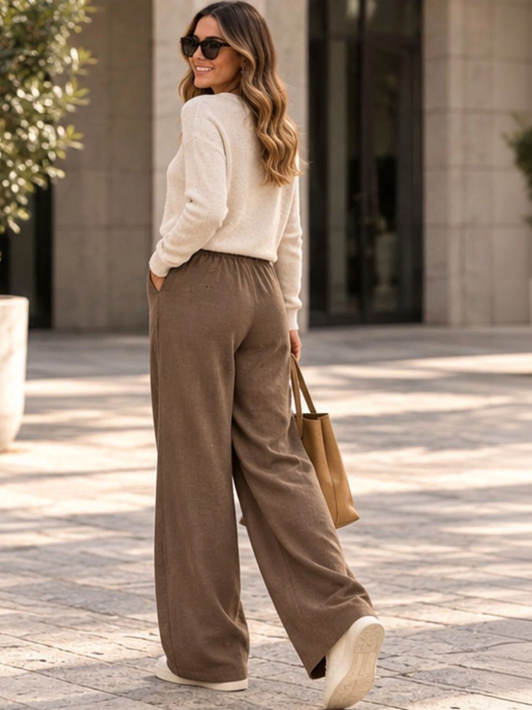 VOGAAN Women Relaxed High-Rise Easy Wash Trousers - right view