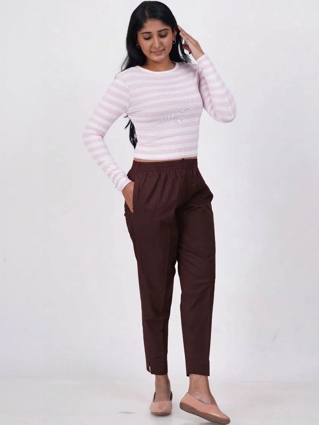 Bhappy Co. Women Relaxed Easy Wash Trousers - back view