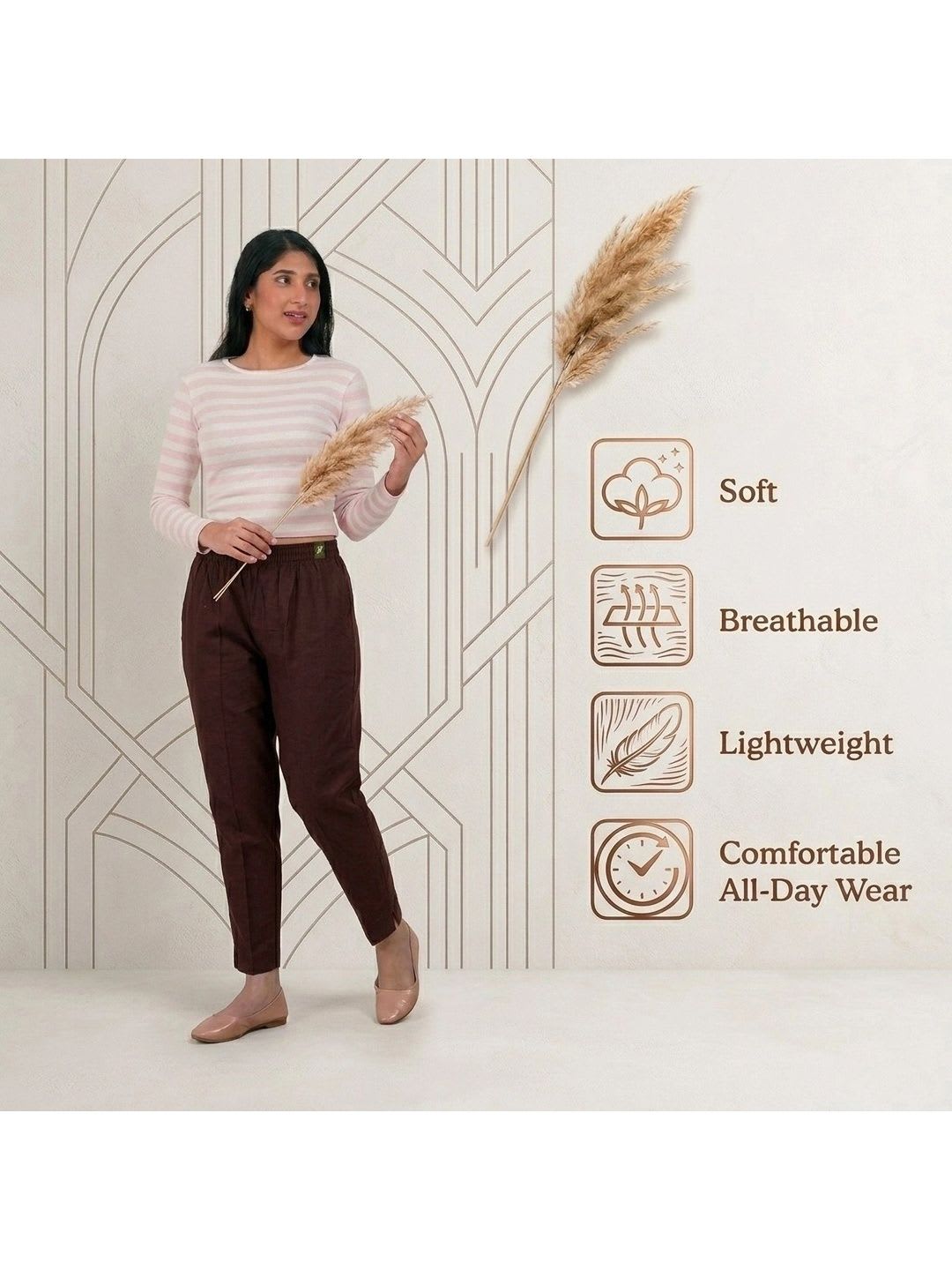 Bhappy Co. Women Relaxed Easy Wash Trousers - left view