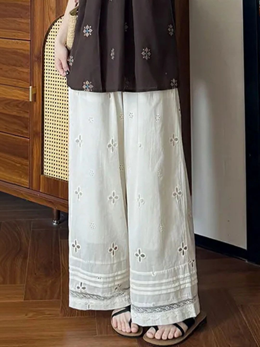 LULU & SKY Women Embroidered Loose Fit Trousers - back view