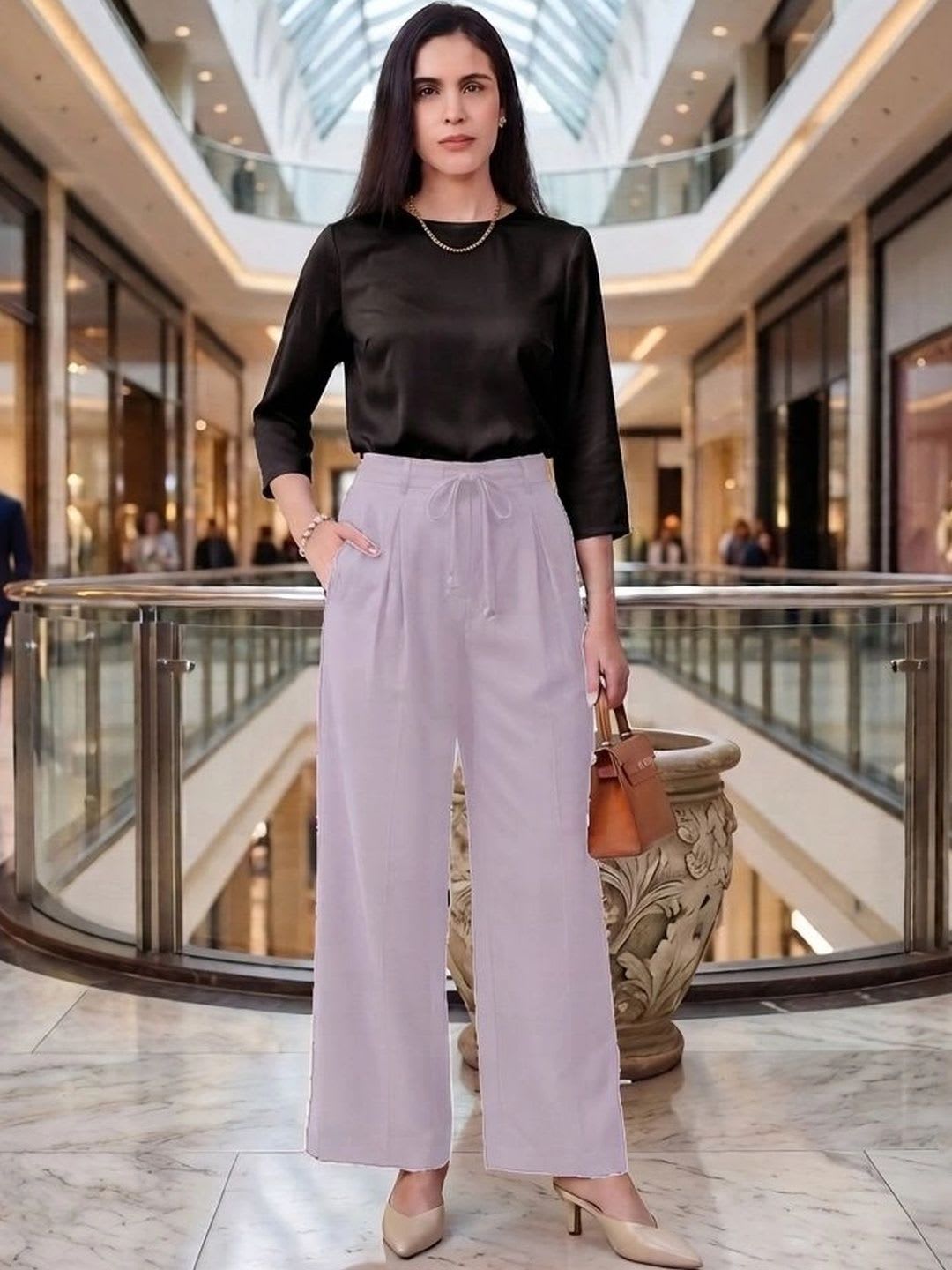 Bhappy Co. Women Relaxed Pleated Trousers - right view