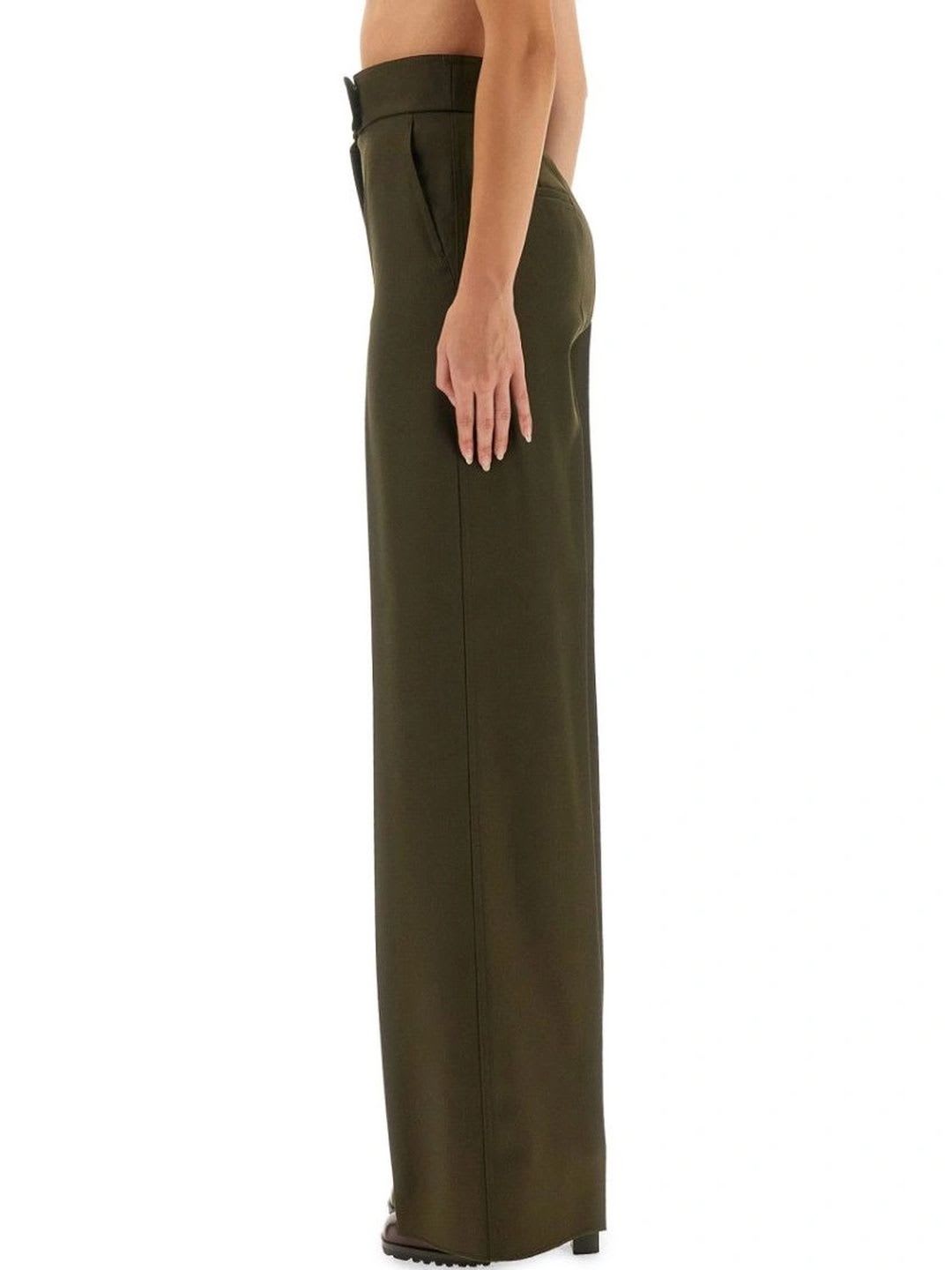 Max Mara Green Tailored Flat Front Pants - left view