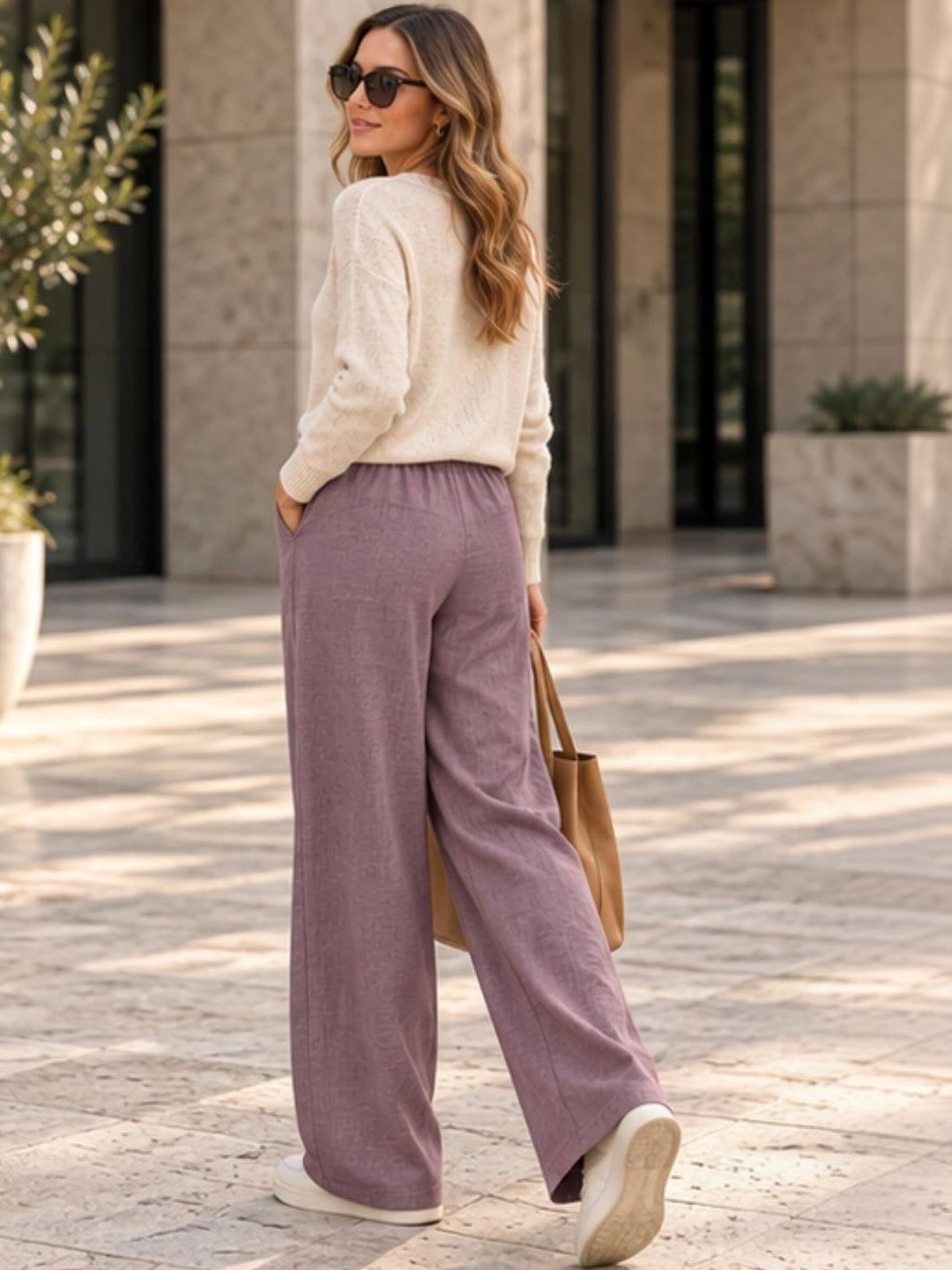 VOGAAN Women Relaxed Easy Wash Trousers - right view