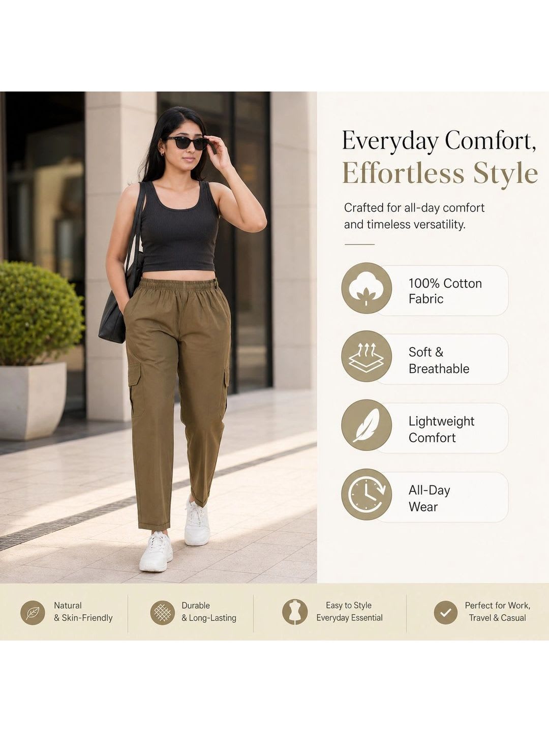 Bhappy Co. Women Relaxed Cargos Trousers - right view