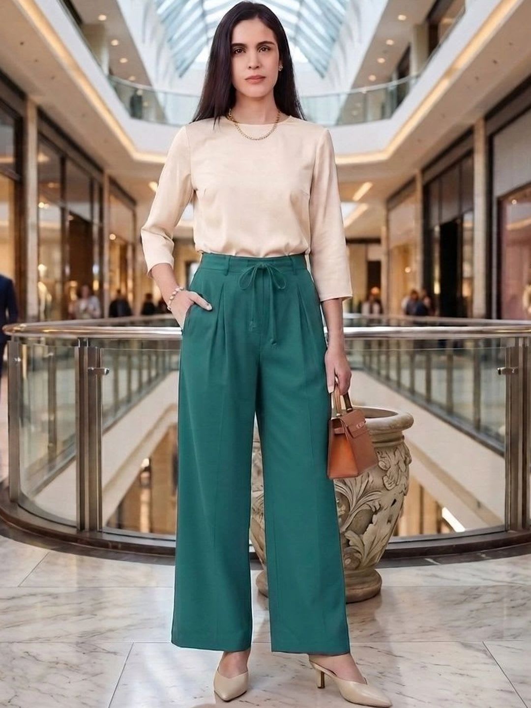 Bhappy Co. Women Relaxed Pleated Trousers - right view
