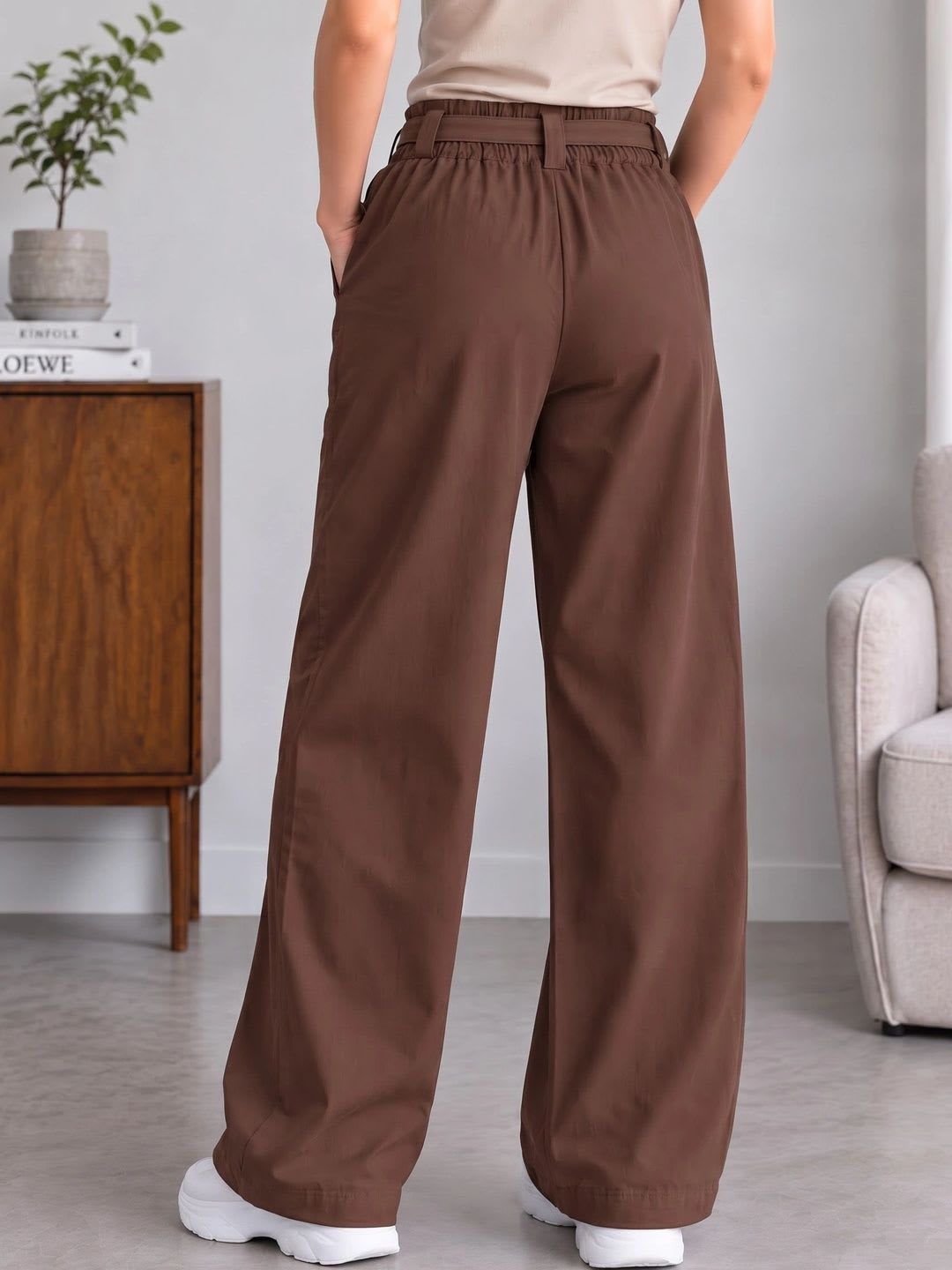BAGHADBILLO Women Comfort High-Rise Easy Wash Trousers - left view
