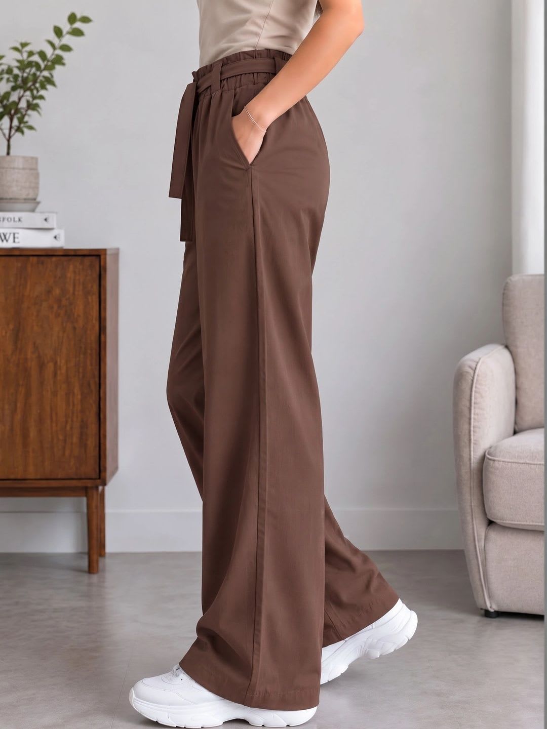 BAGHADBILLO Women Comfort High-Rise Easy Wash Trousers - right view