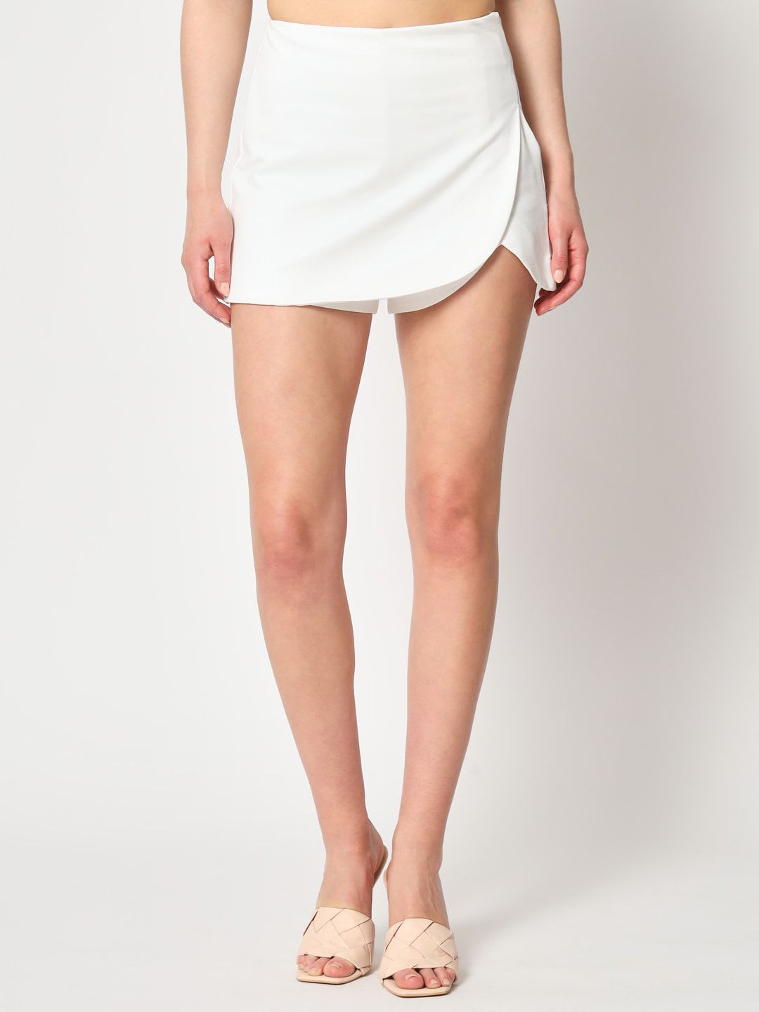 Zastraa Women Off White Mini-Length Skorts - default view