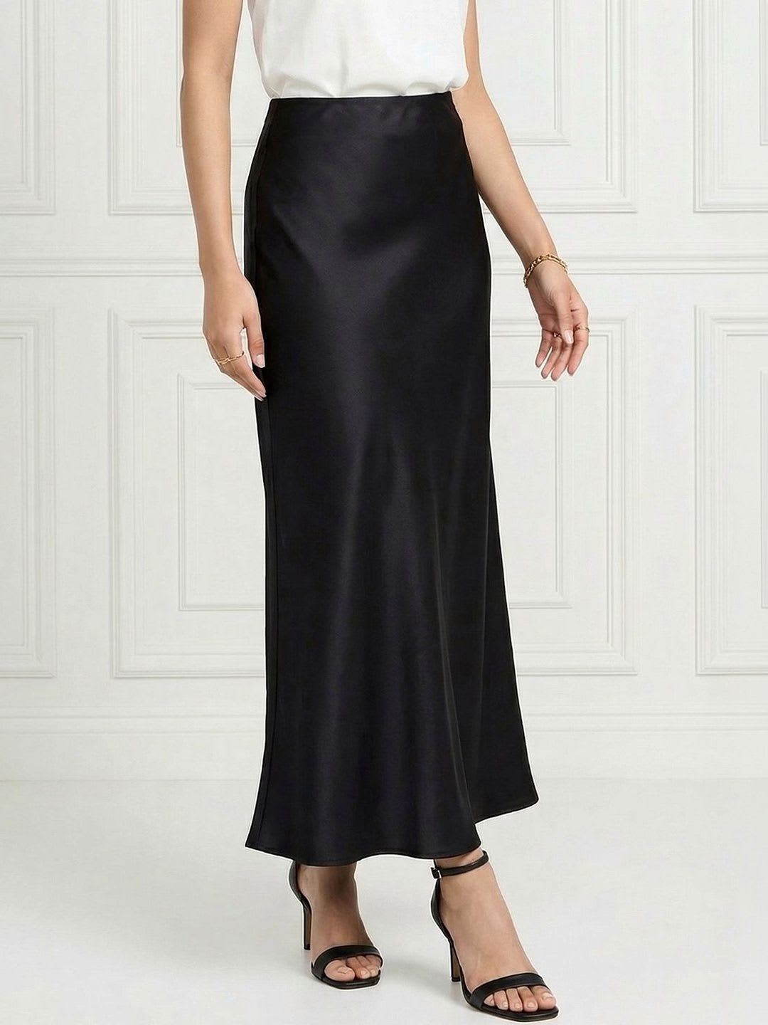 ADDYVERO Women Satin Midi A-Line Skirt - left view