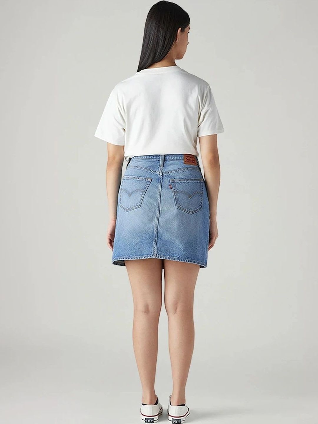 Levis Women Cotton Cotton Cambric Above Knee A-Line Skirt - back view