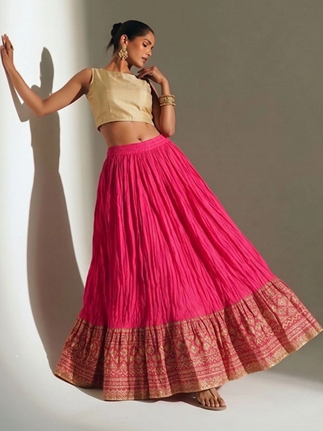 Varanga Women Pure Cotton Floral Maxi Flared Skirt - default view