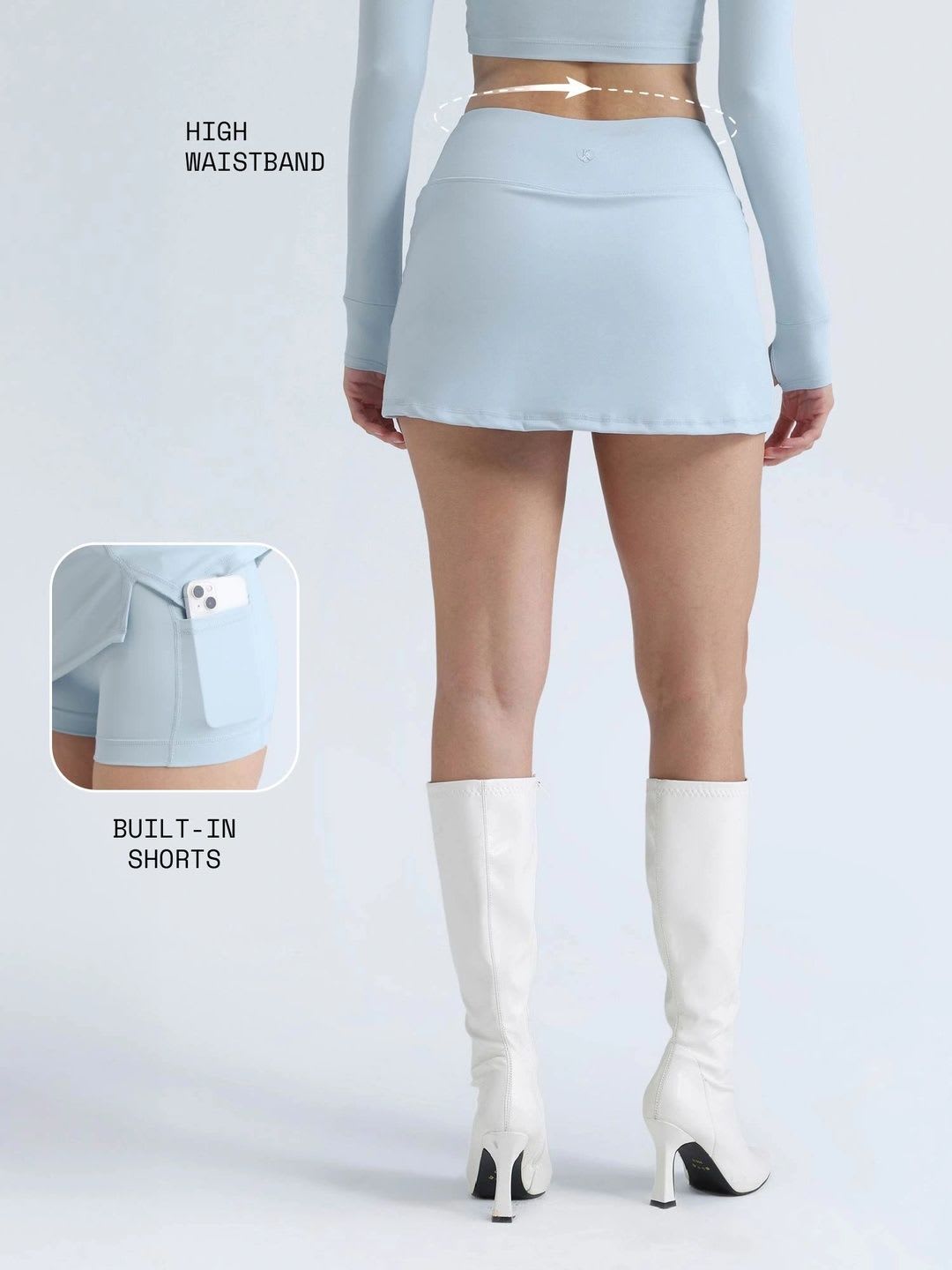 CAVA Women Front Slit Mini A-Line Skirt - back view