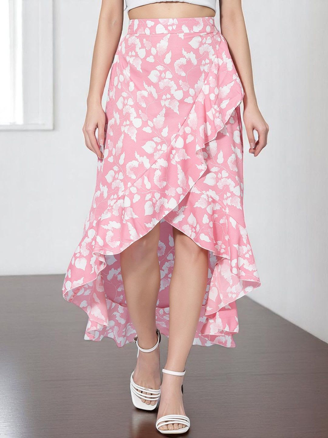 OOMPH! FACTOR Printed Wrap Midi Skirt - default view