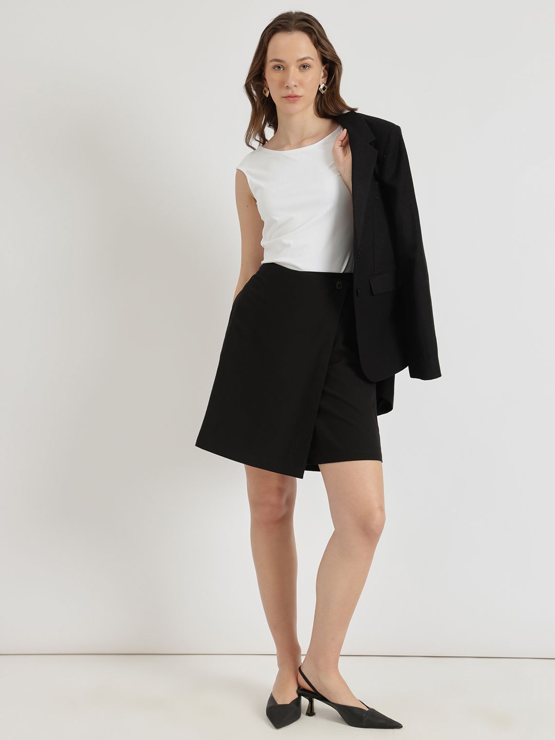 FABLE STREET Women Black Cotton Skort - default view