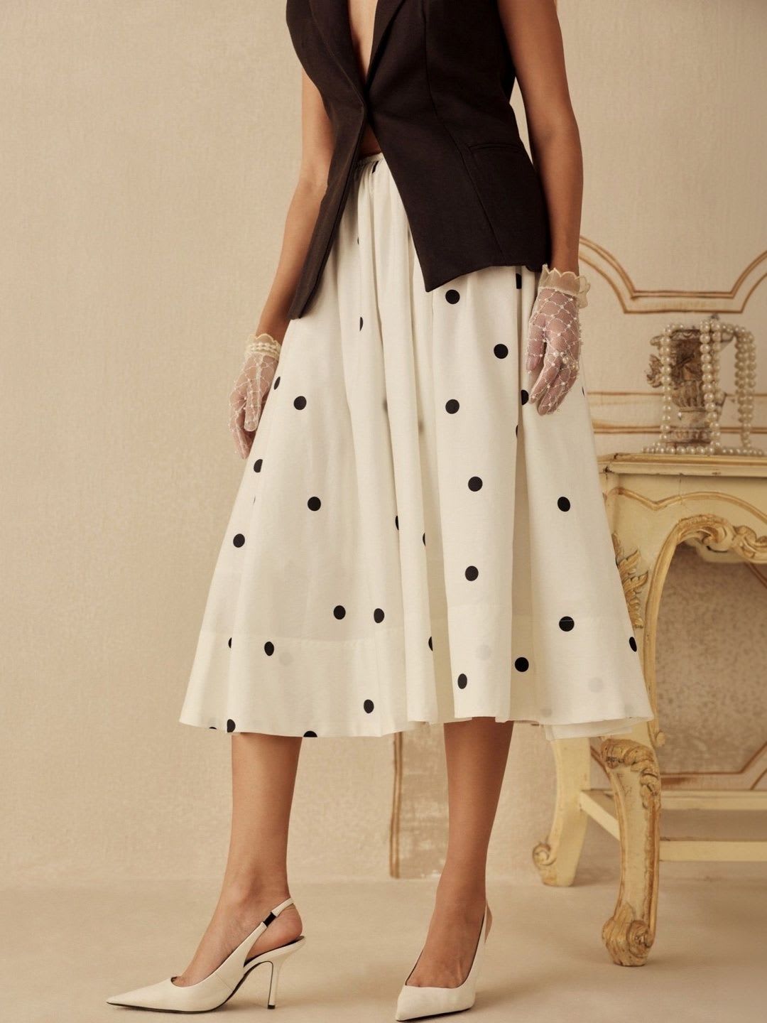 Sage by Mala Women Pure Cotton Blend Cotton Cambric Geometric Midi Flared Skirt - default view