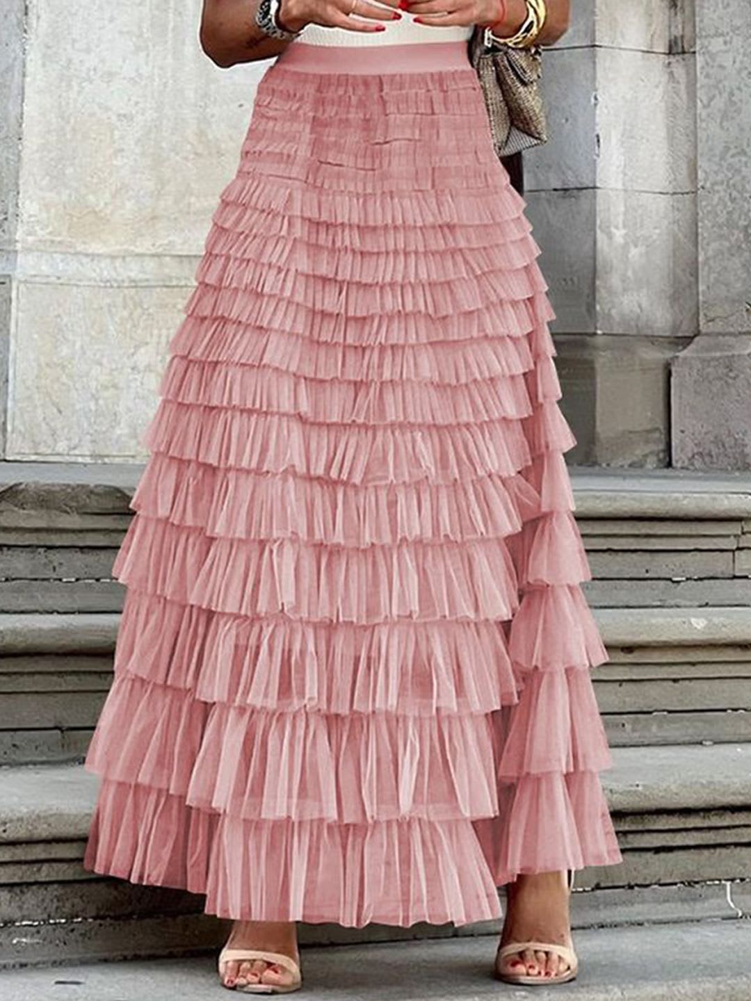 StyleCast Women Solid Flared Maxi Skirts - default view
