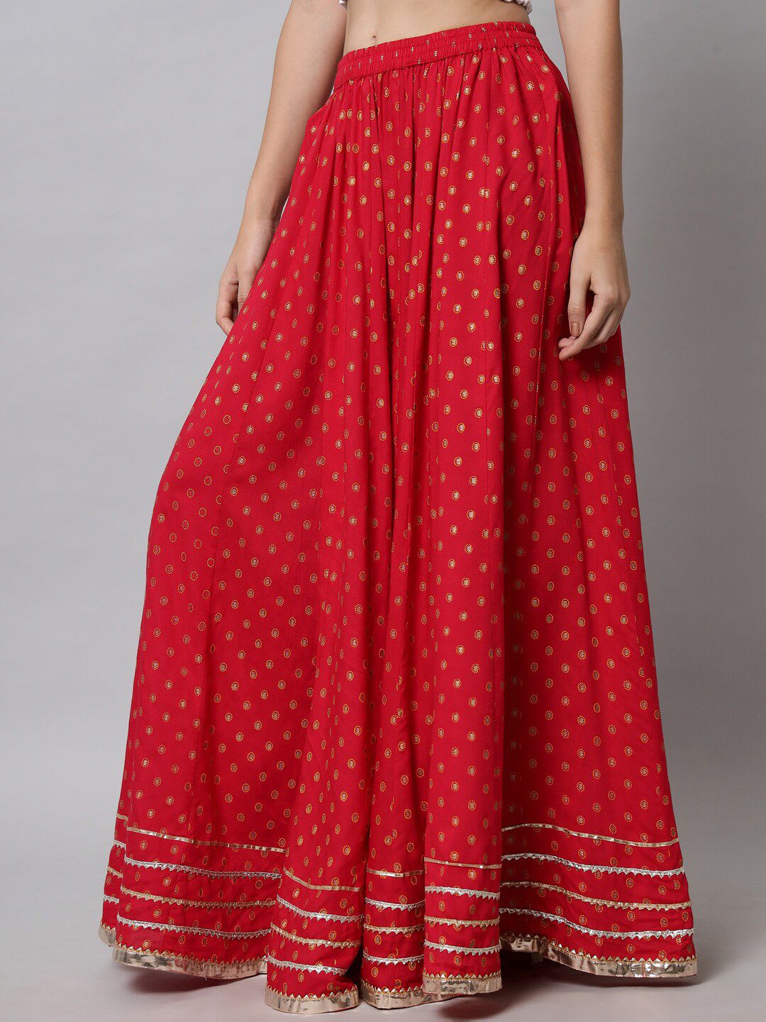 KALINI Women Pink Printed Maxi-Length Flared Skirt - back view